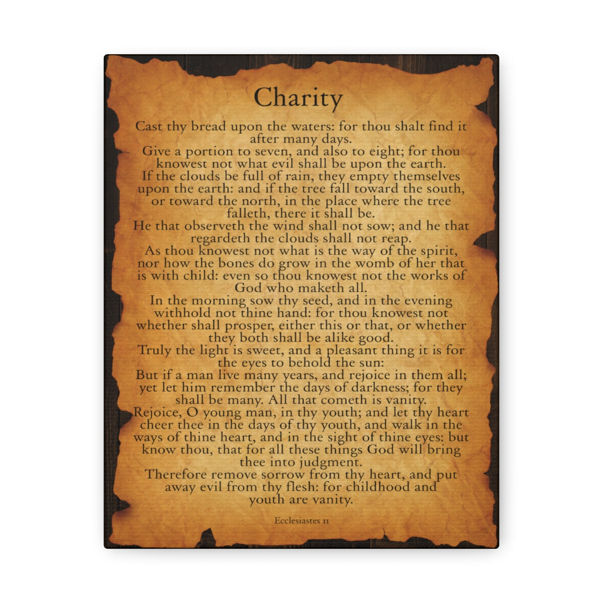 Scripture Walls Ecclesiastes 11 Chapter Gold Brown Bible Verse Canvas Christian Wall Art Ready to Hang Unframed-Express Your Love Gifts