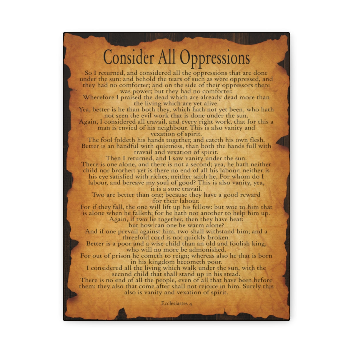 Scripture Walls Ecclesiastes 4 Chapter Gold Brown Bible Verse Canvas Christian Wall Art Ready to Hang Unframed-Express Your Love Gifts