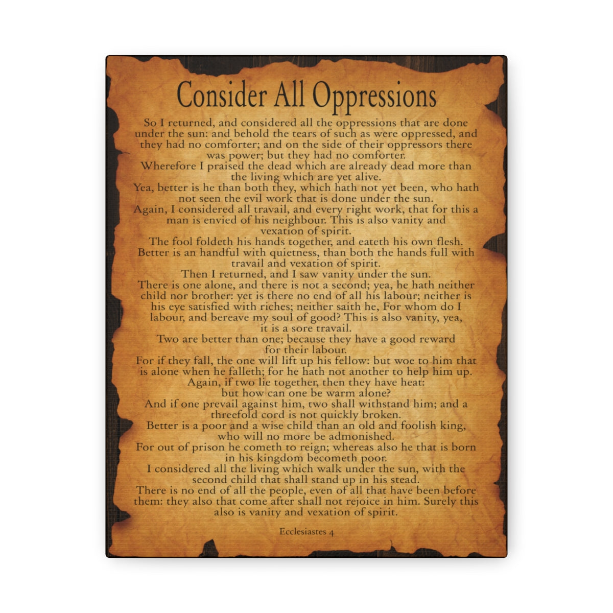 Scripture Walls Ecclesiastes 4 Chapter Gold Brown Bible Verse Canvas Christian Wall Art Ready to Hang Unframed-Express Your Love Gifts