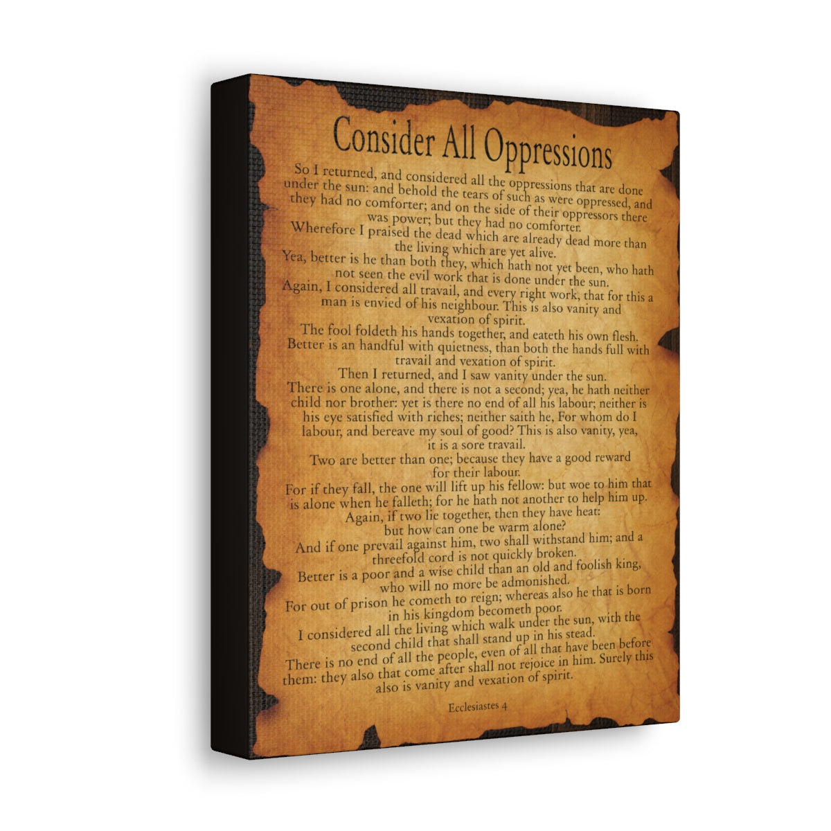 Scripture Walls Ecclesiastes 4 Chapter Gold Brown Bible Verse Canvas Christian Wall Art Ready to Hang Unframed-Express Your Love Gifts