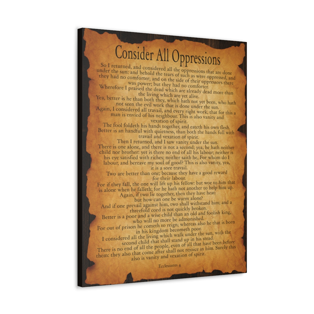 Scripture Walls Ecclesiastes 4 Chapter Gold Brown Bible Verse Canvas Christian Wall Art Ready to Hang Unframed-Express Your Love Gifts
