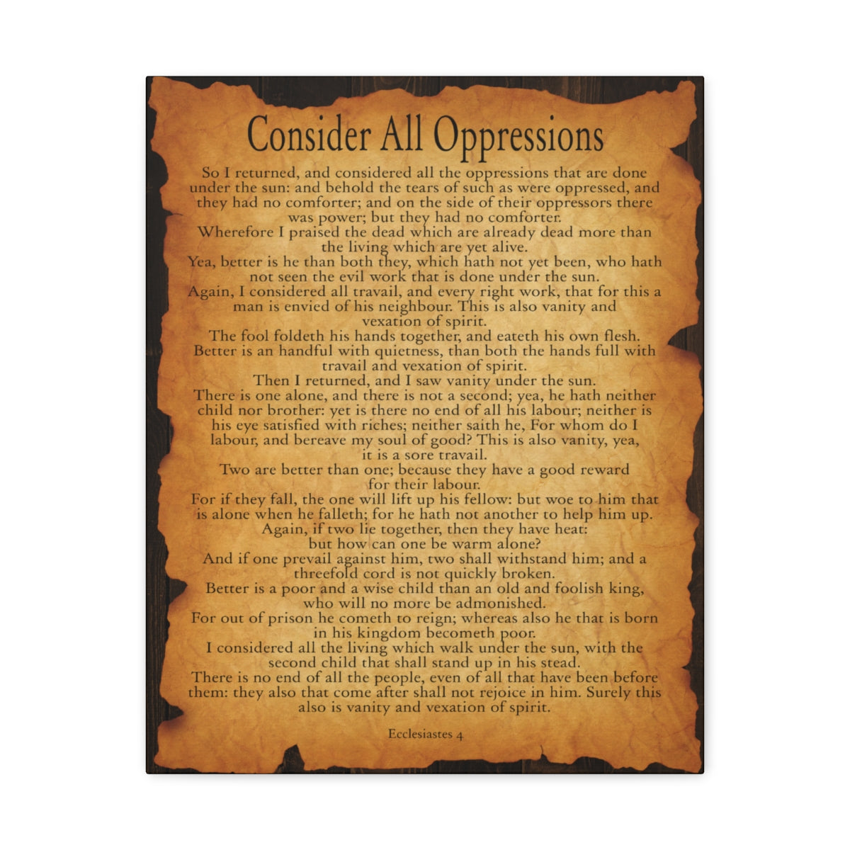 Scripture Walls Ecclesiastes 4 Chapter Gold Brown Bible Verse Canvas Christian Wall Art Ready to Hang Unframed-Express Your Love Gifts