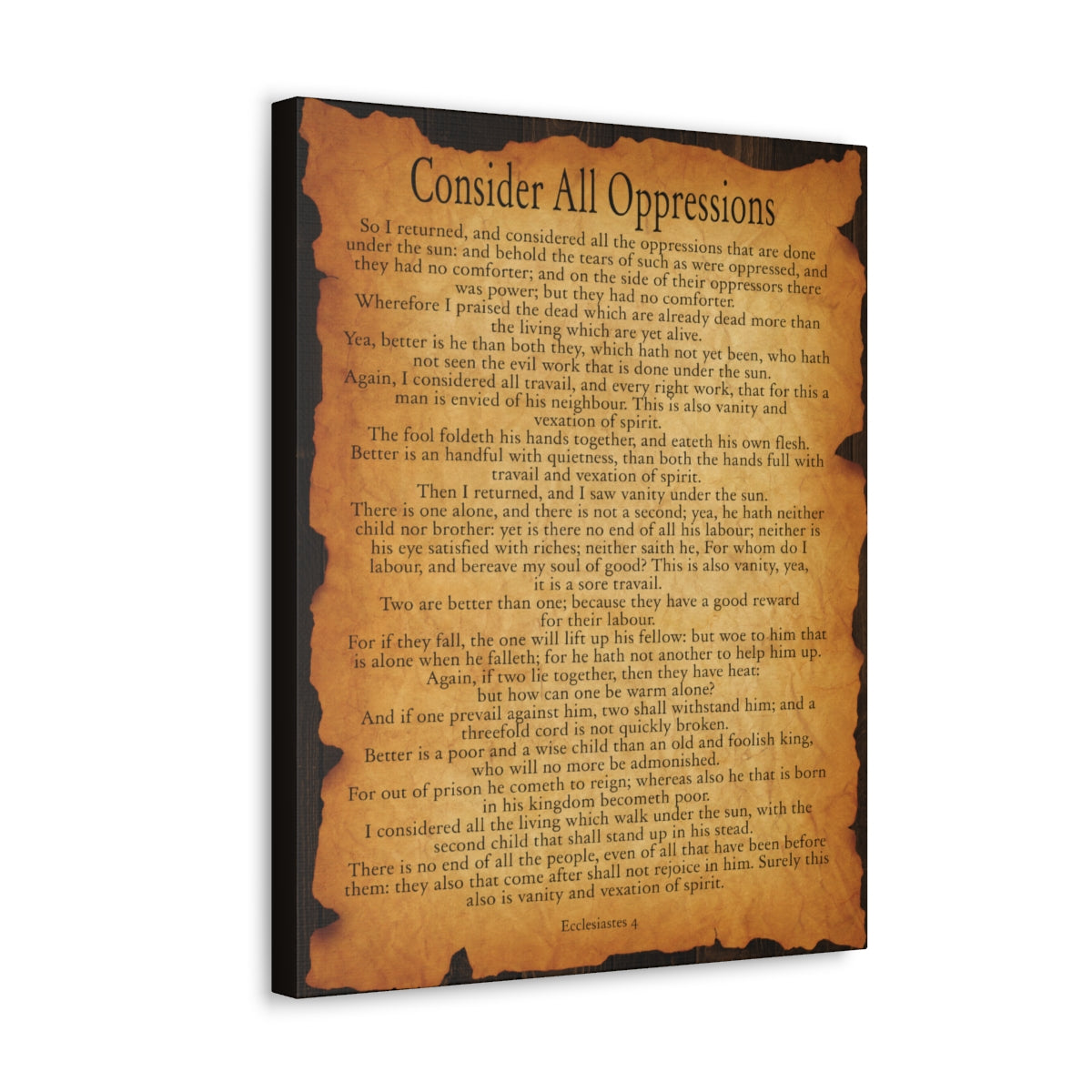 Scripture Walls Ecclesiastes 4 Chapter Gold Brown Bible Verse Canvas Christian Wall Art Ready to Hang Unframed-Express Your Love Gifts