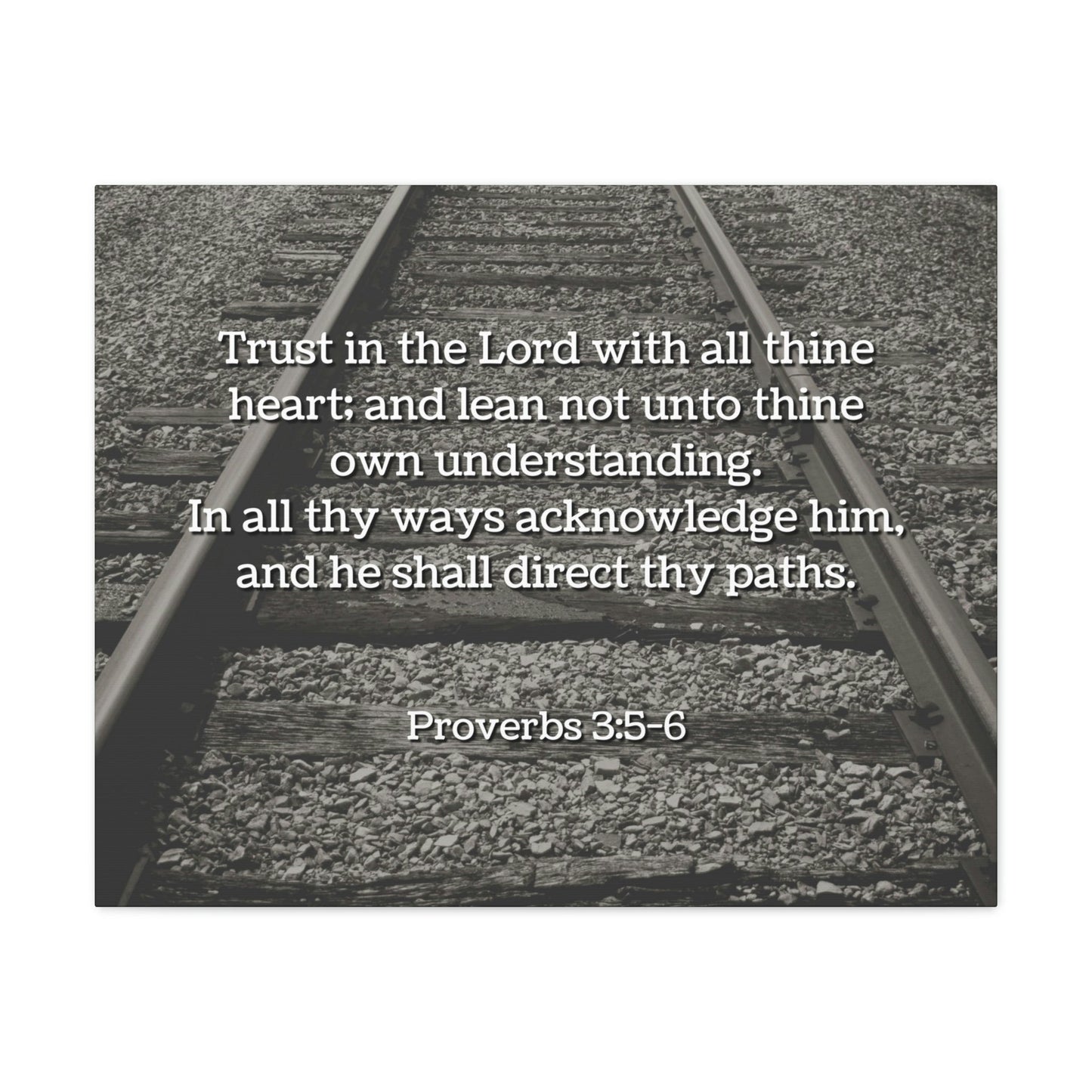 Scripture Walls Direct My Paths Train Tracks Proverbs 3:5 Bible Verse Canvas Christian Wall Art Ready to Hang Unframed-Express Your Love Gifts