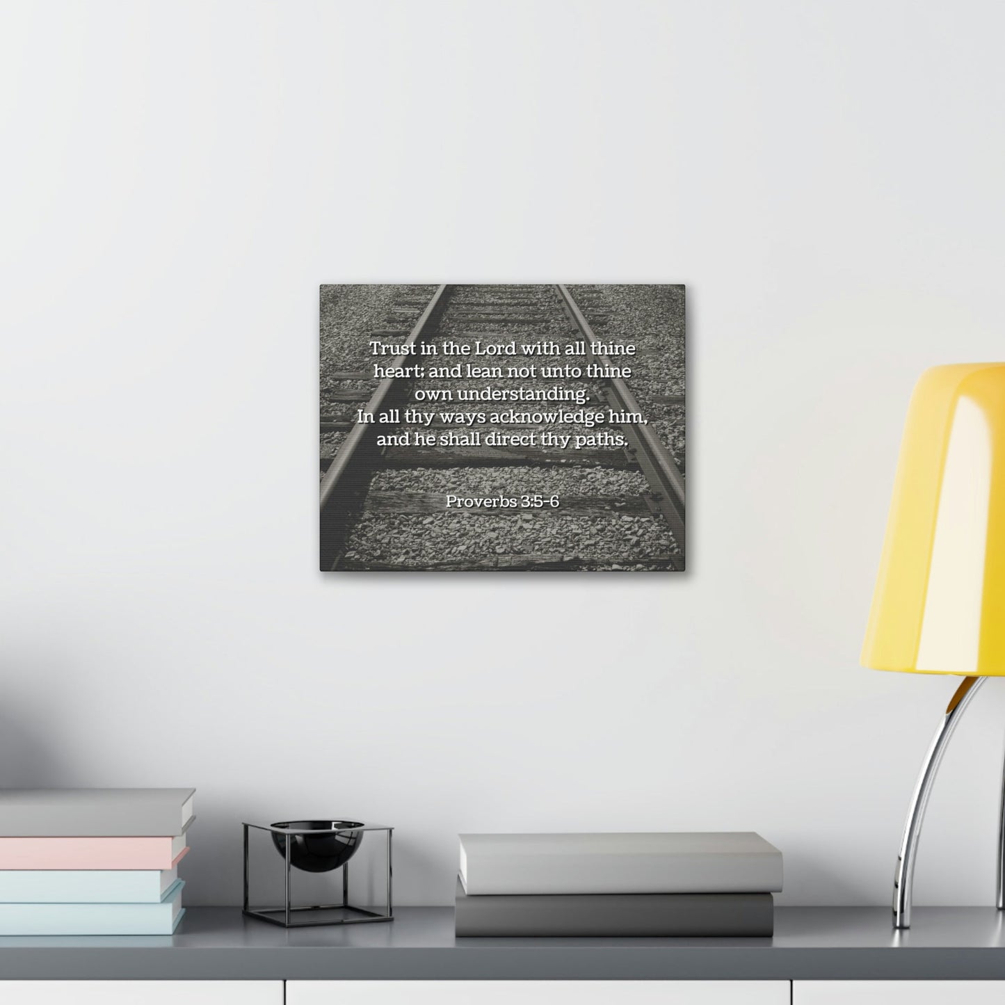Scripture Walls Direct My Paths Train Tracks Proverbs 3:5 Bible Verse Canvas Christian Wall Art Ready to Hang Unframed-Express Your Love Gifts