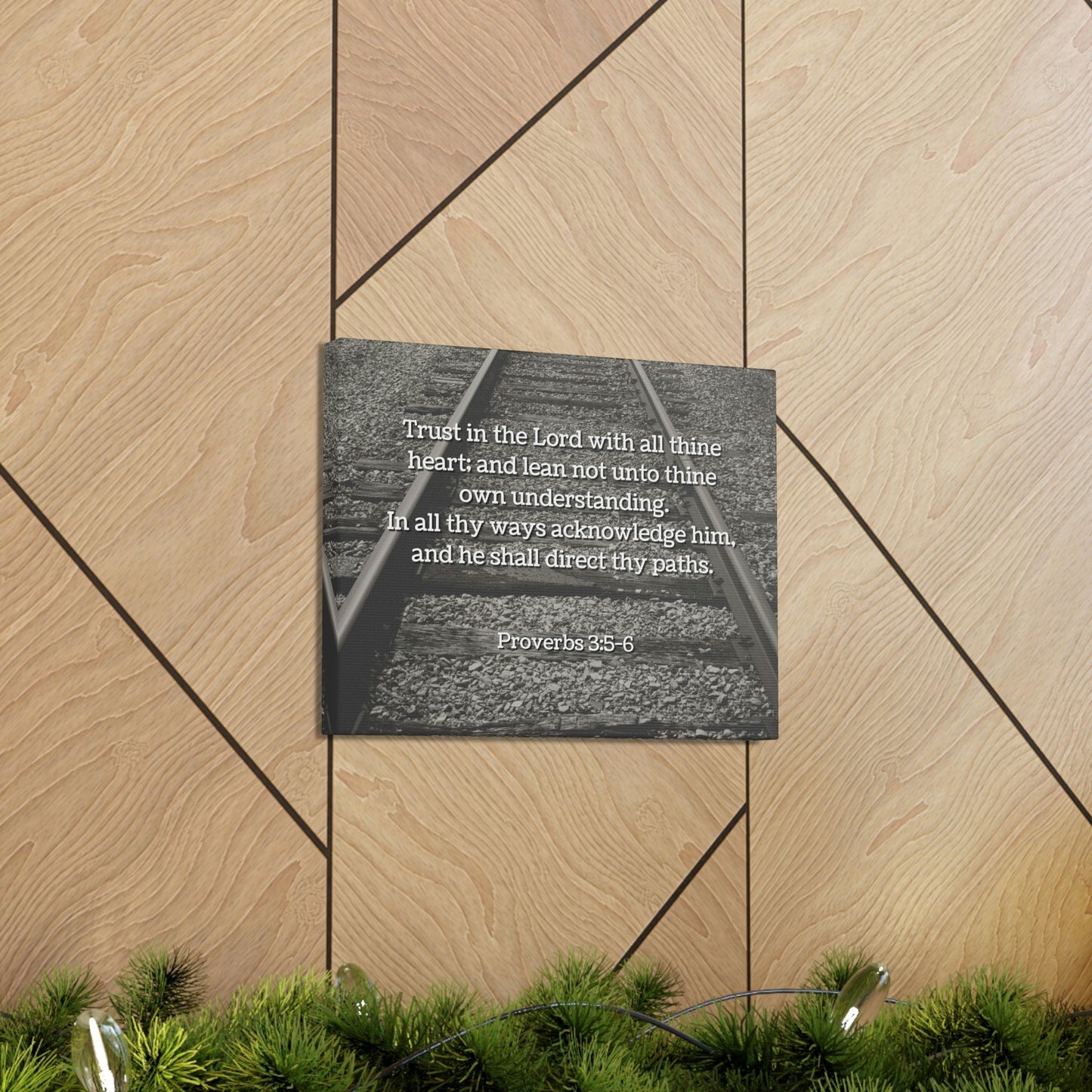 Scripture Walls Direct My Paths Train Tracks Proverbs 3:5 Bible Verse Canvas Christian Wall Art Ready to Hang Unframed-Express Your Love Gifts