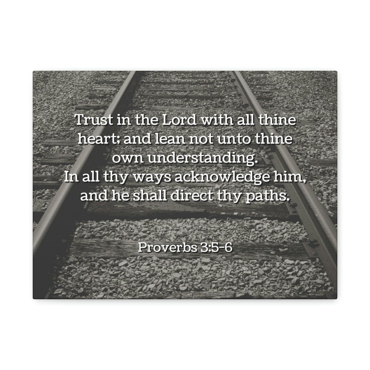 Scripture Walls Direct My Paths Train Tracks Proverbs 3:5 Bible Verse Canvas Christian Wall Art Ready to Hang Unframed-Express Your Love Gifts