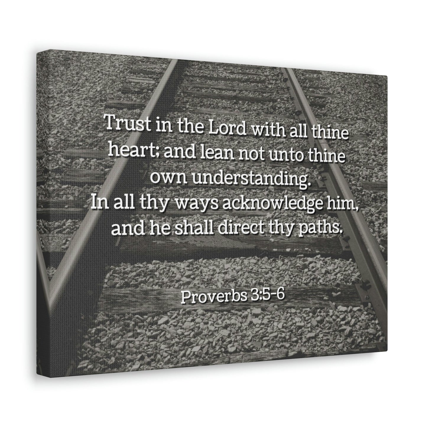 Scripture Walls Direct My Paths Train Tracks Proverbs 3:5 Bible Verse Canvas Christian Wall Art Ready to Hang Unframed-Express Your Love Gifts