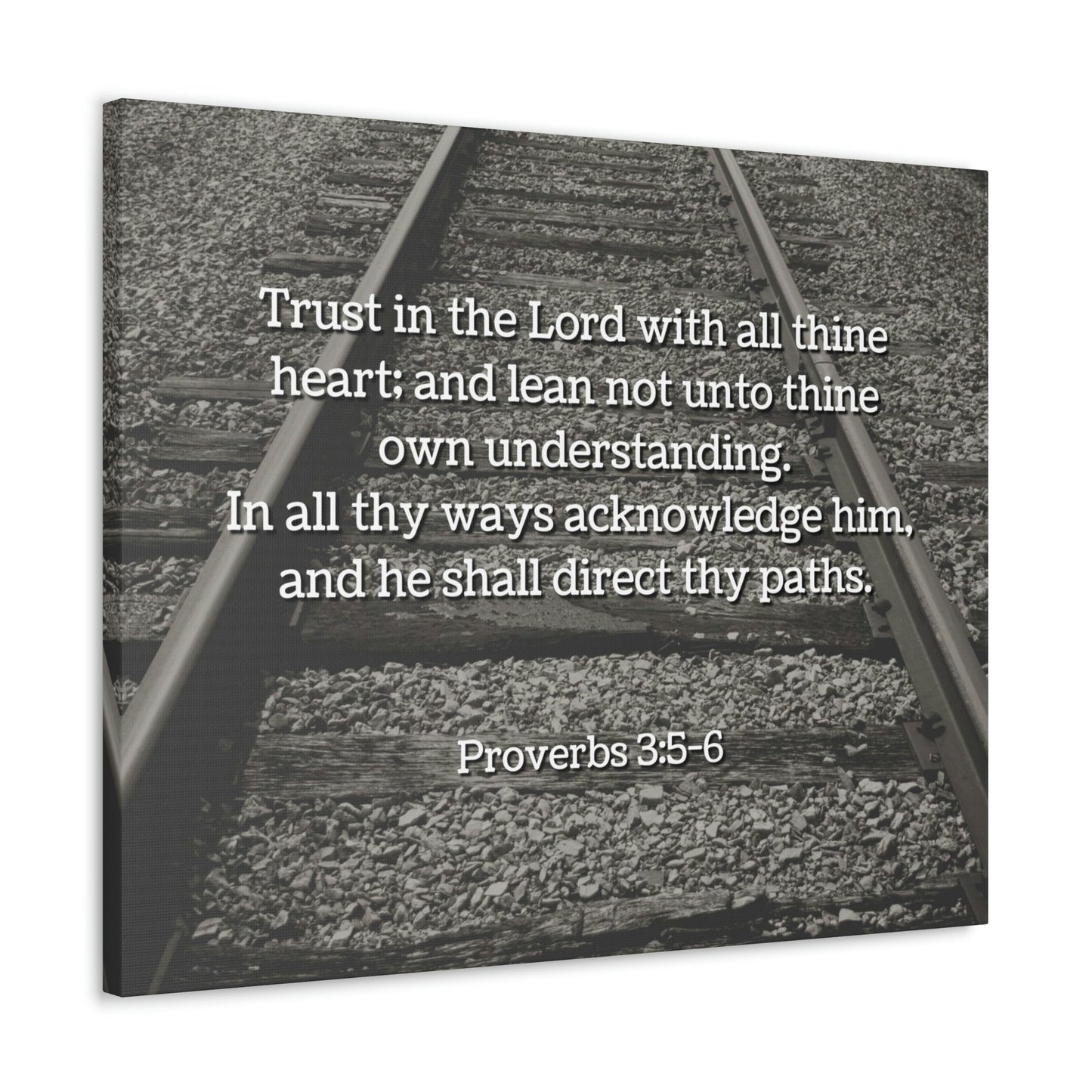 Scripture Walls Direct My Paths Train Tracks Proverbs 3:5 Bible Verse Canvas Christian Wall Art Ready to Hang Unframed-Express Your Love Gifts