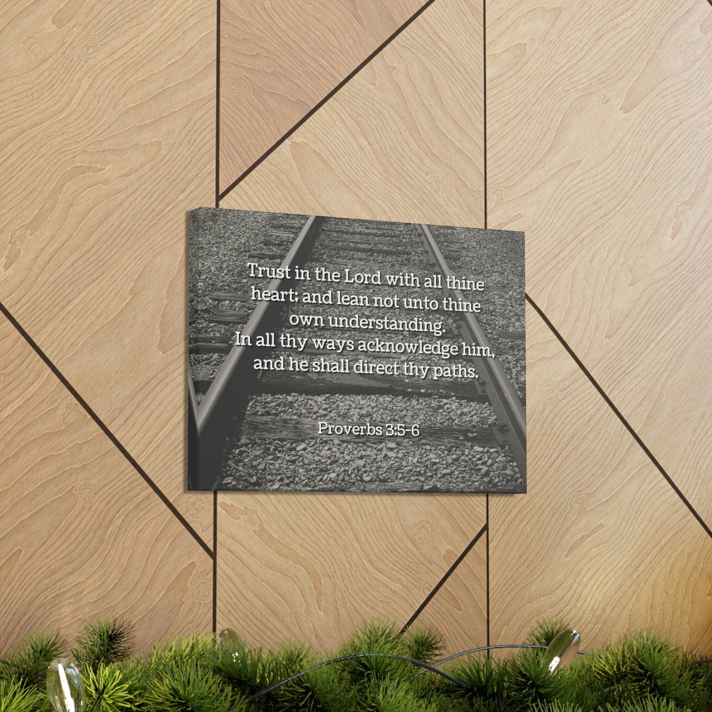 Scripture Walls Direct My Paths Train Tracks Proverbs 3:5 Bible Verse Canvas Christian Wall Art Ready to Hang Unframed-Express Your Love Gifts