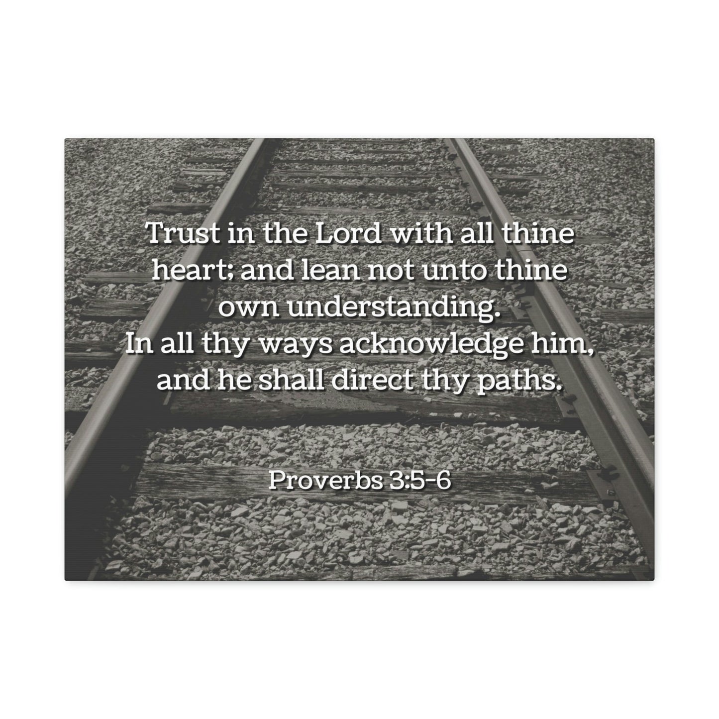 Scripture Walls Direct My Paths Train Tracks Proverbs 3:5 Bible Verse Canvas Christian Wall Art Ready to Hang Unframed-Express Your Love Gifts