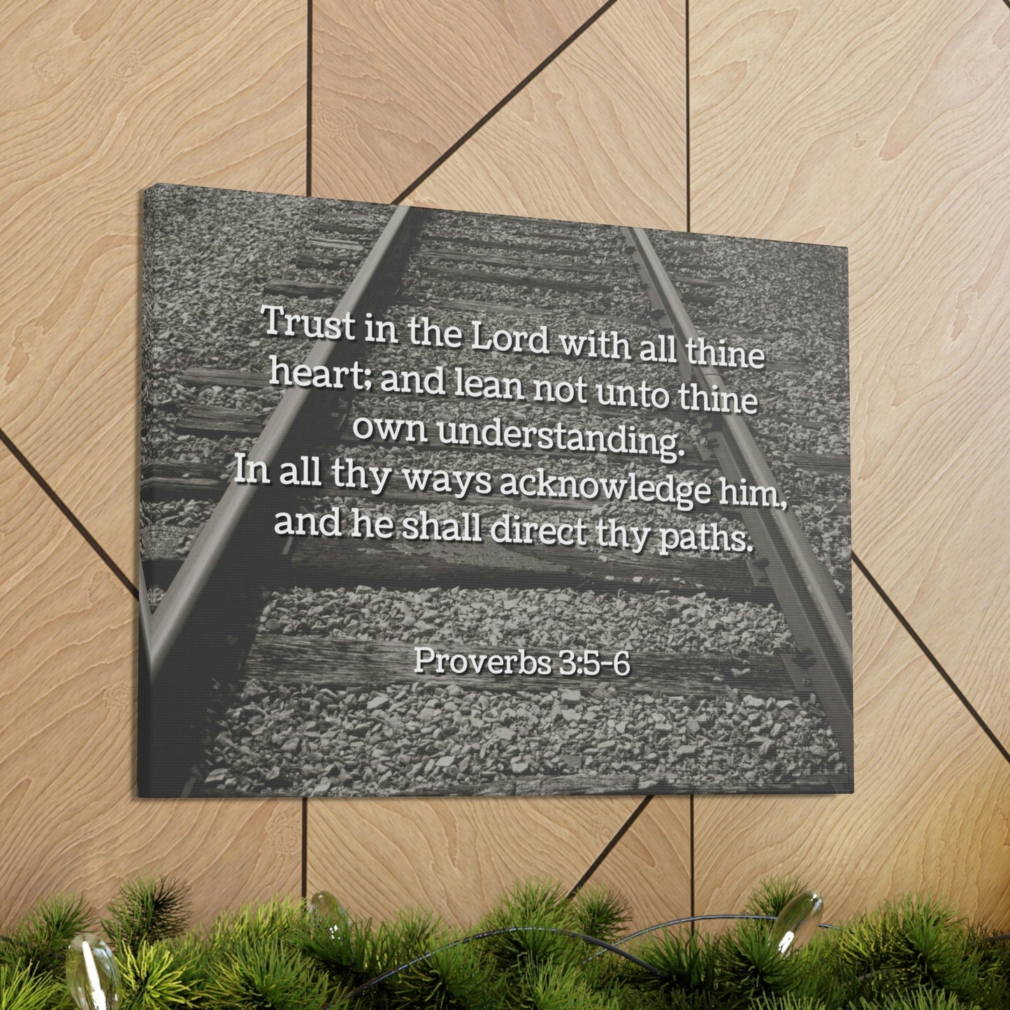 Scripture Walls Direct My Paths Train Tracks Proverbs 3:5 Bible Verse Canvas Christian Wall Art Ready to Hang Unframed-Express Your Love Gifts