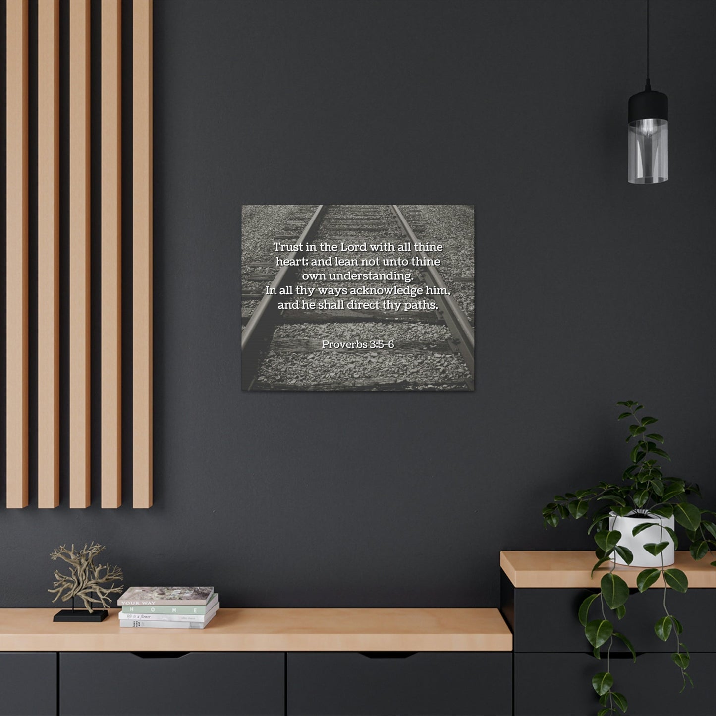 Scripture Walls Direct My Paths Train Tracks Proverbs 3:5 Bible Verse Canvas Christian Wall Art Ready to Hang Unframed-Express Your Love Gifts