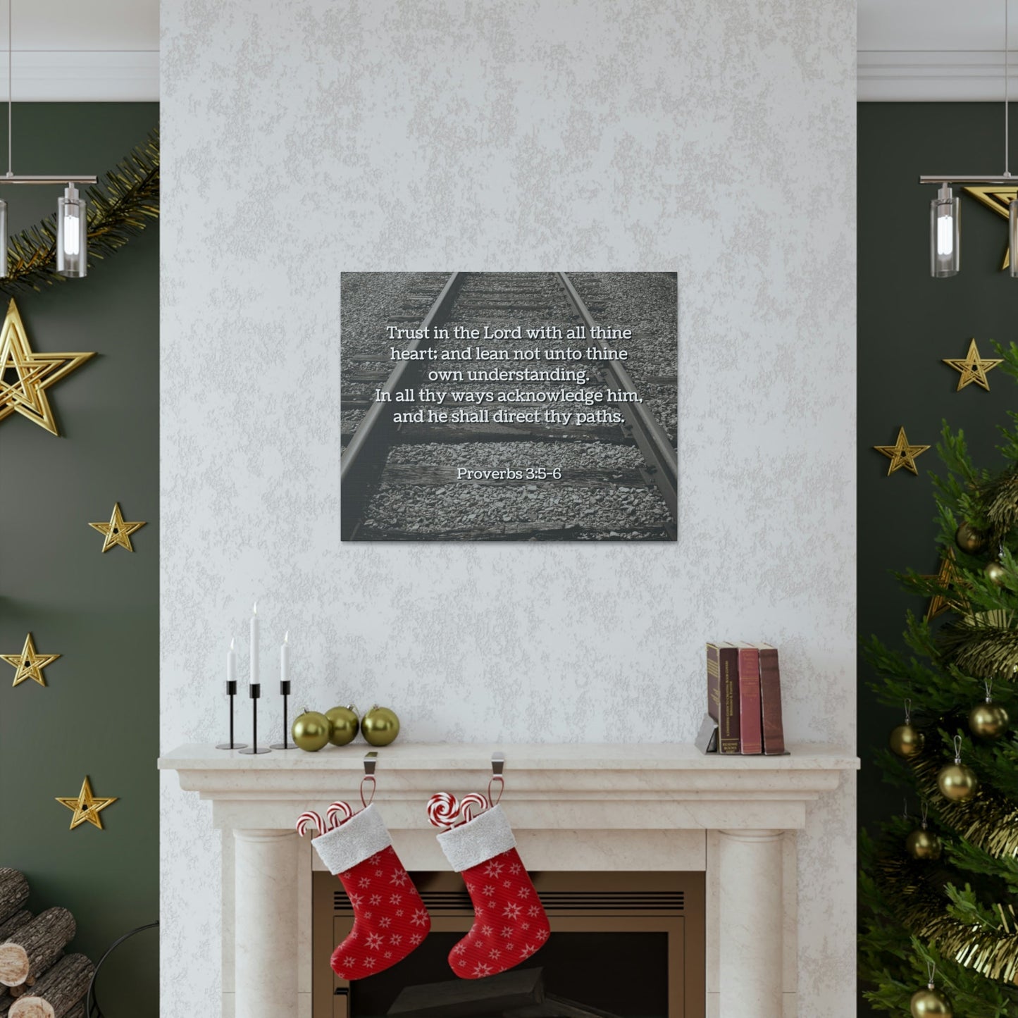 Scripture Walls Direct My Paths Train Tracks Proverbs 3:5 Bible Verse Canvas Christian Wall Art Ready to Hang Unframed-Express Your Love Gifts