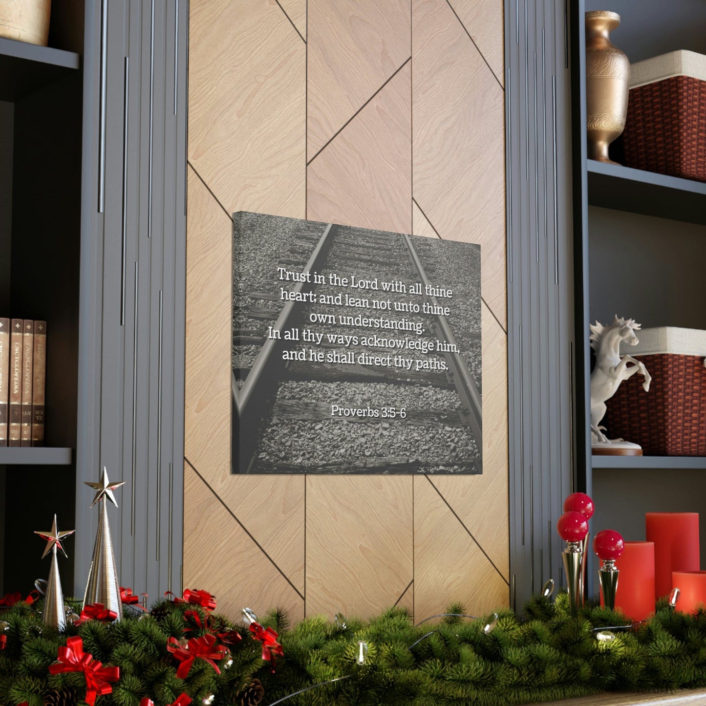 Scripture Walls Direct My Paths Train Tracks Proverbs 3:5 Bible Verse Canvas Christian Wall Art Ready to Hang Unframed-Express Your Love Gifts