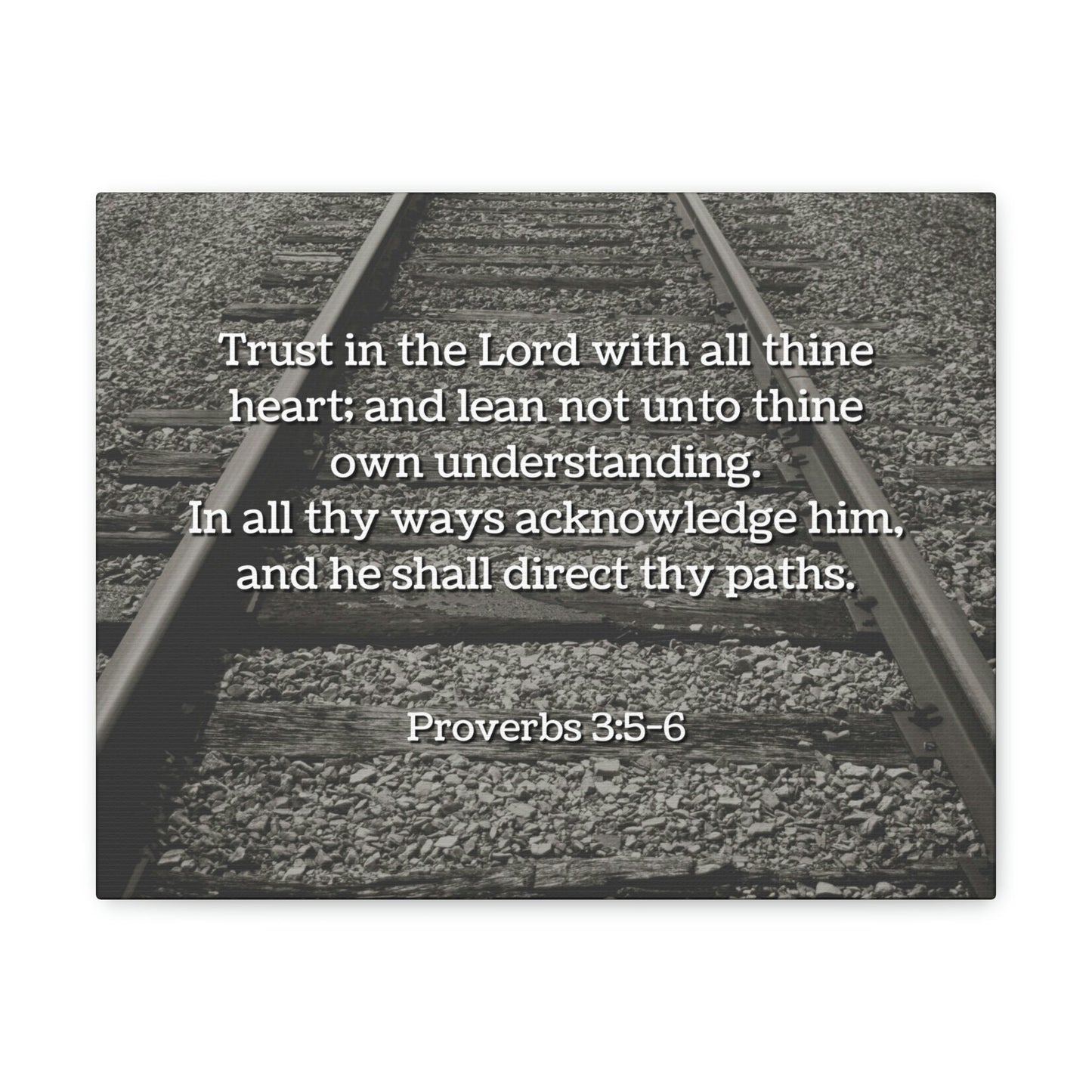 Scripture Walls Direct My Paths Train Tracks Proverbs 3:5 Bible Verse Canvas Christian Wall Art Ready to Hang Unframed-Express Your Love Gifts