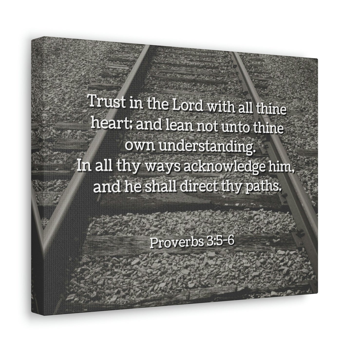 Scripture Walls Direct My Paths Train Tracks Proverbs 3:5 Bible Verse Canvas Christian Wall Art Ready to Hang Unframed-Express Your Love Gifts
