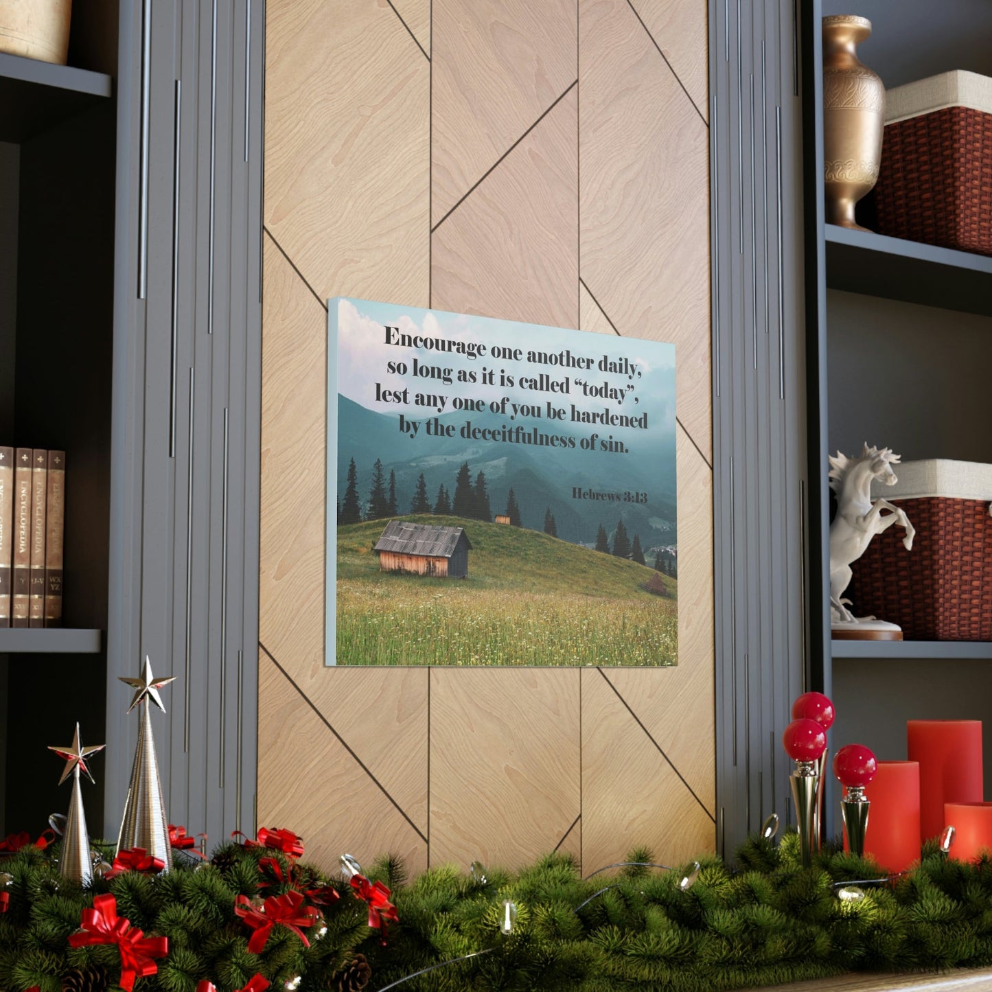 Scripture Walls Encourage Daily Hebrews 3:13 Christian Wall Art Bible Verse Print Ready to Hang Unframed-Express Your Love Gifts