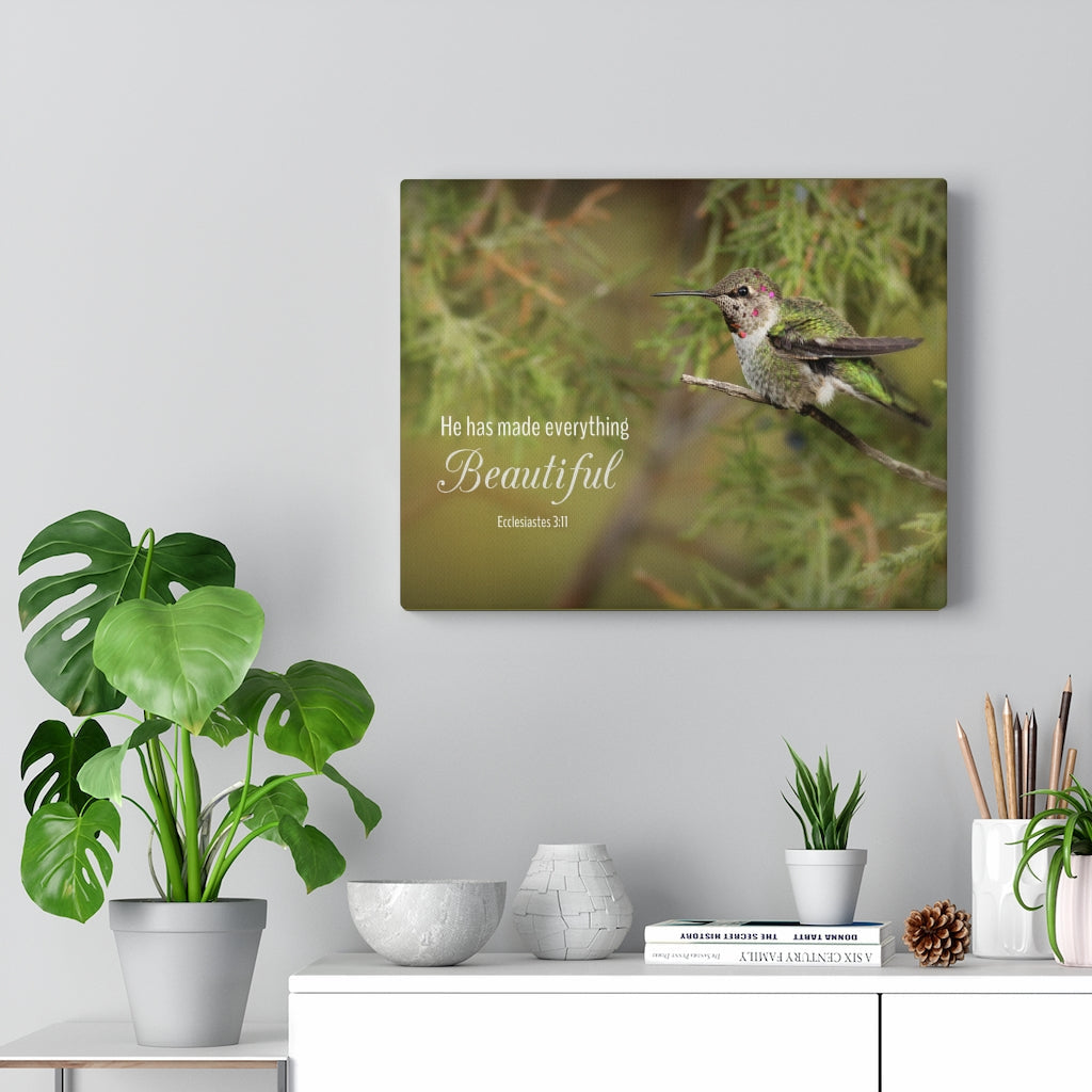 Everything Beautiful Ecclesiastes 3:11 Bird Christian Wall Art Bible Verse Print Ready To Hang Unframed-Express Your Love Gifts
