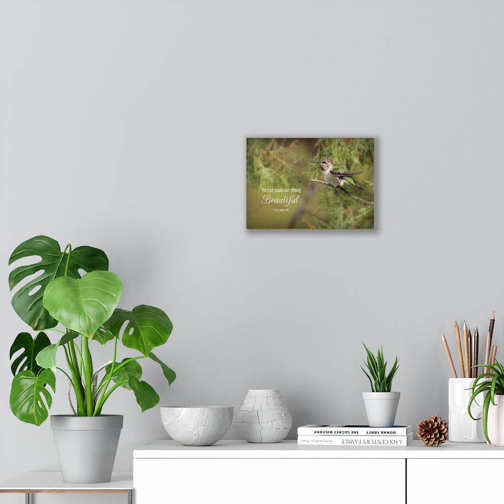Everything Beautiful Ecclesiastes 3:11 Bird Christian Wall Art Bible Verse Print Ready To Hang Unframed-Express Your Love Gifts