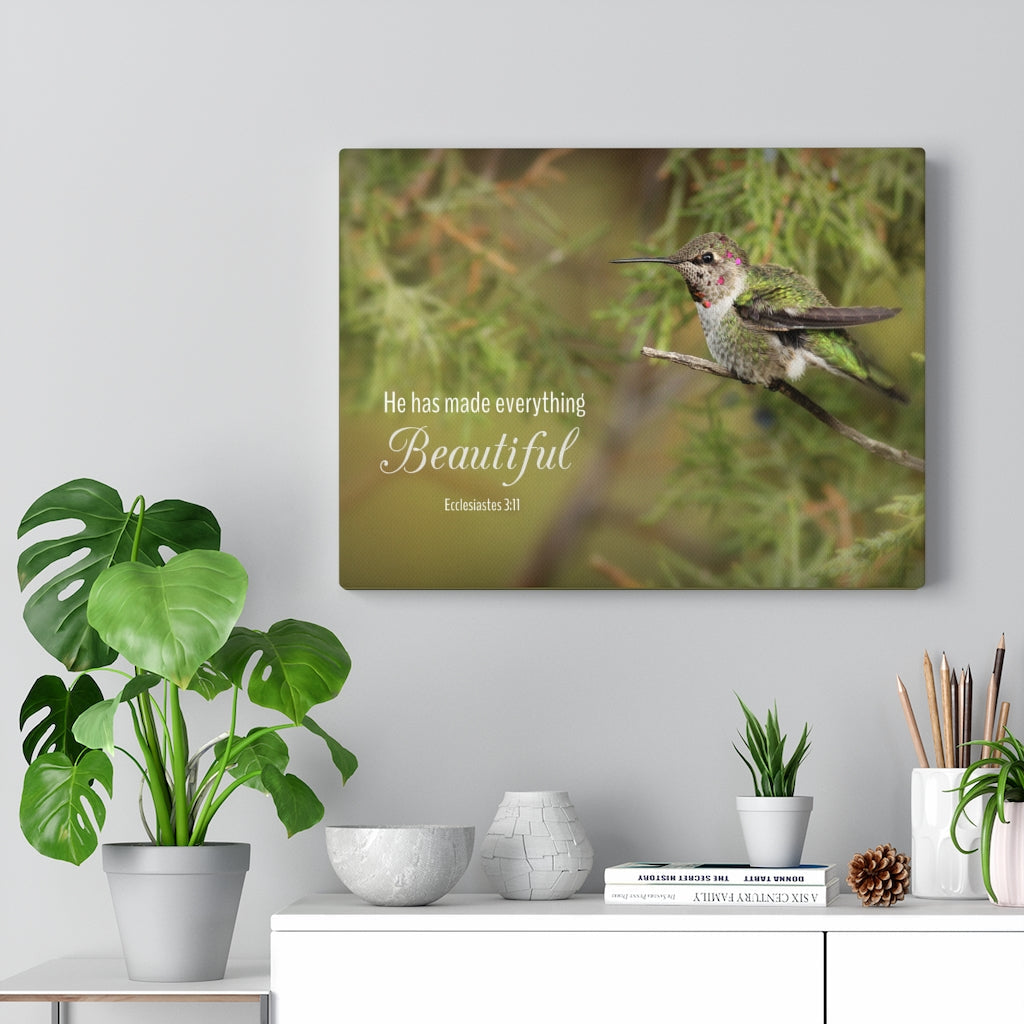 Everything Beautiful Ecclesiastes 3:11 Bird Christian Wall Art Bible Verse Print Ready To Hang Unframed-Express Your Love Gifts
