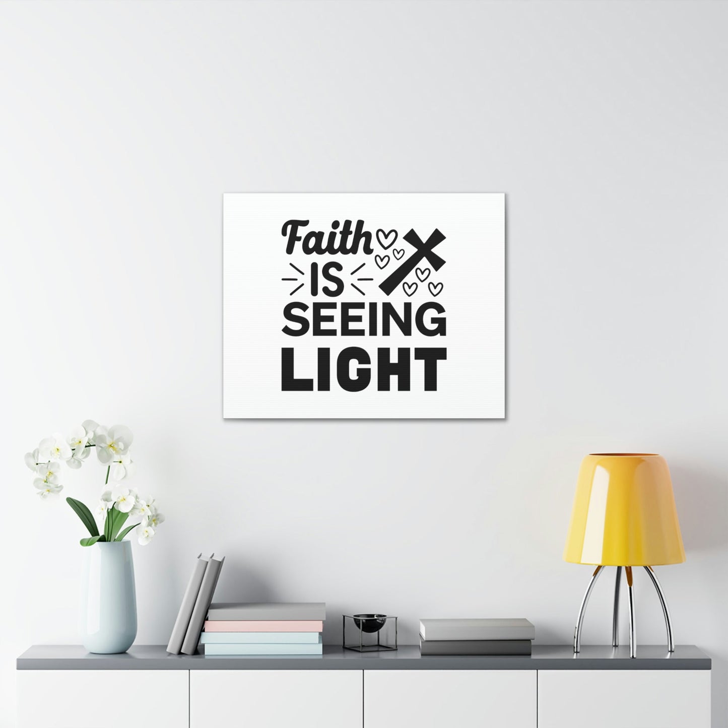 Faith Is Seeing Light John 8:12 Cross Christian Wall Art Bible Verse Print Ready to Hang Unframed-Express Your Love Gifts