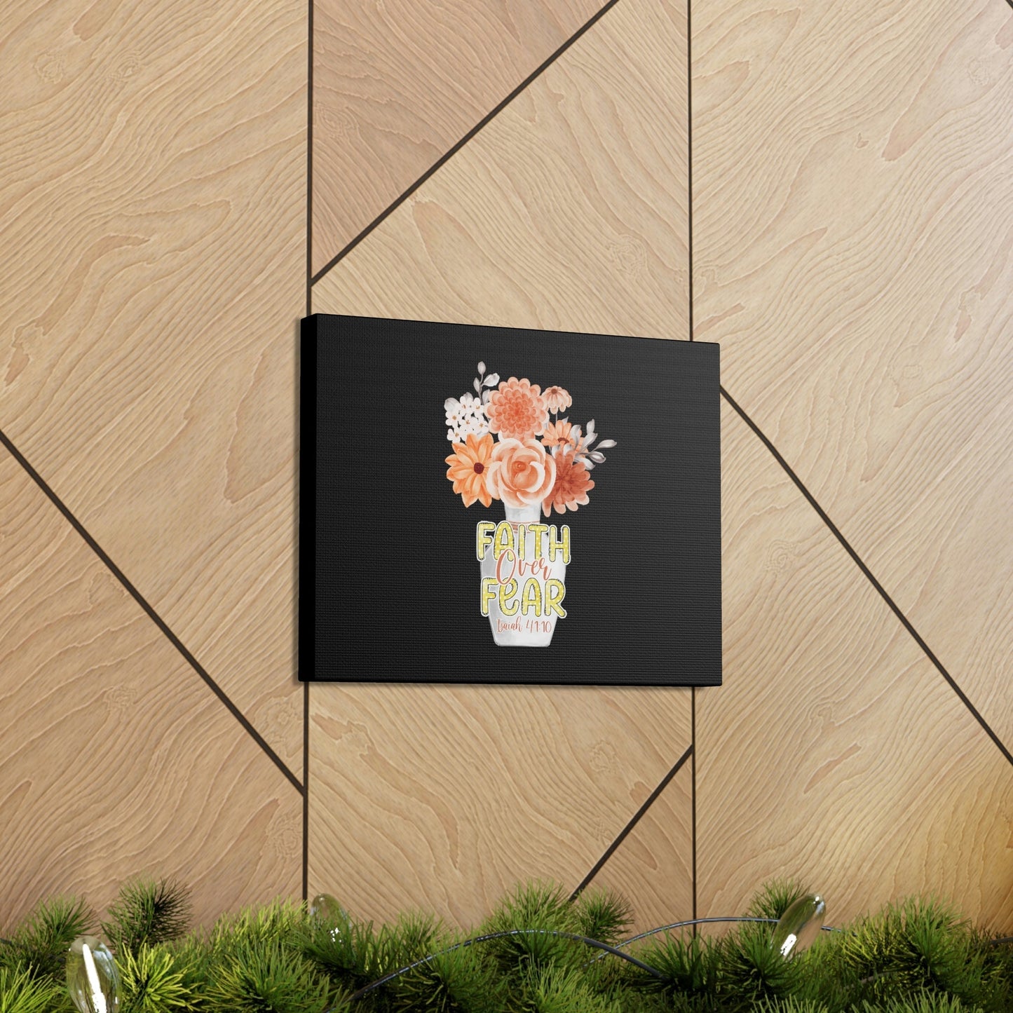 Faith Over Fear Deuteronomy 31:6 Flower Base Christian Wall Art Bible Verse Print Ready to Hang Unframed-Express Your Love Gifts