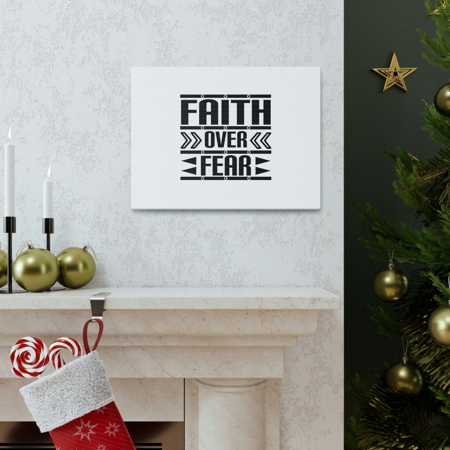 Faith Over Fear Mark 4:40 Arrow White Christian Wall Art Bible Verse Print Ready to Hang Unframed-Express Your Love Gifts