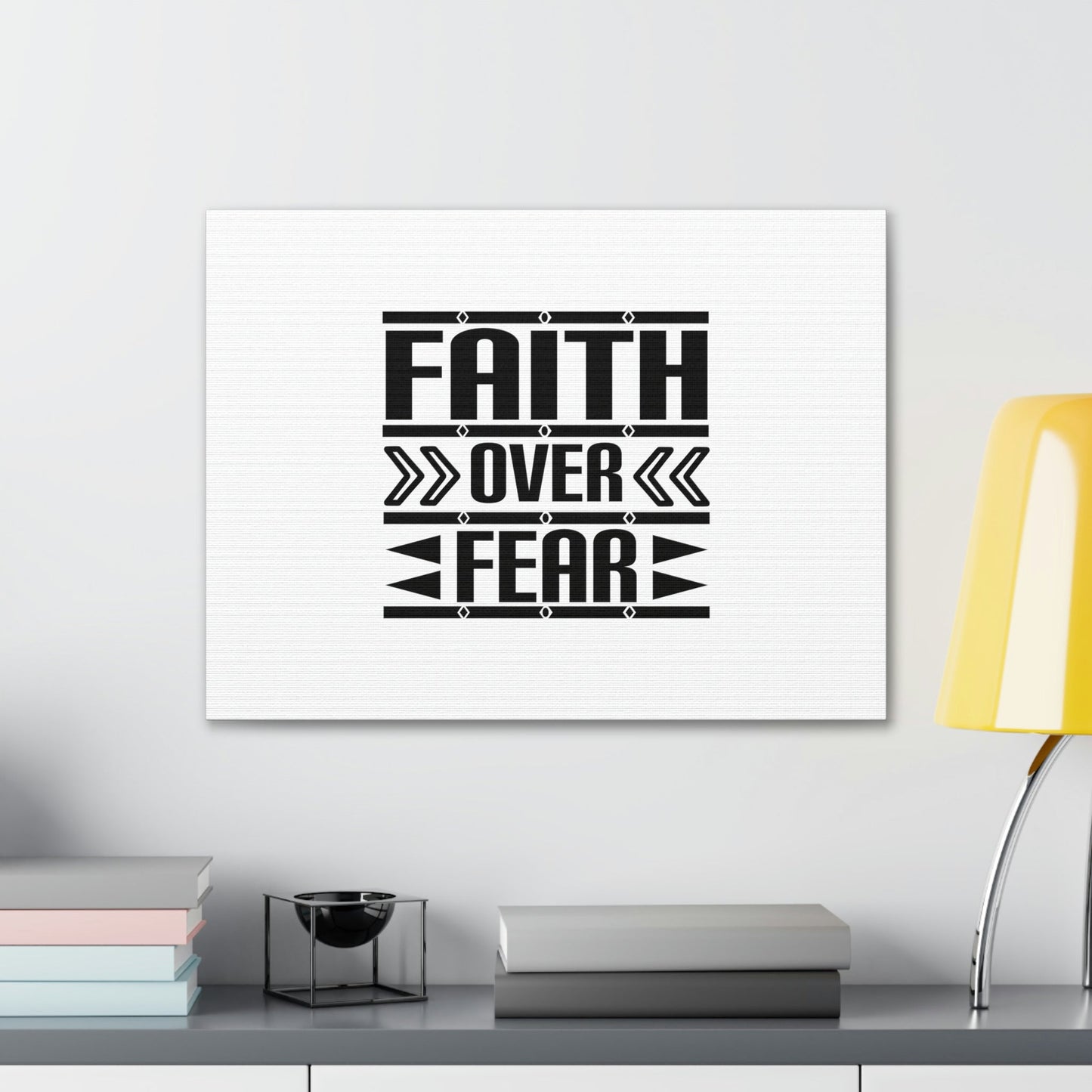 Faith Over Fear Mark 4:40 Arrow White Christian Wall Art Bible Verse Print Ready to Hang Unframed-Express Your Love Gifts