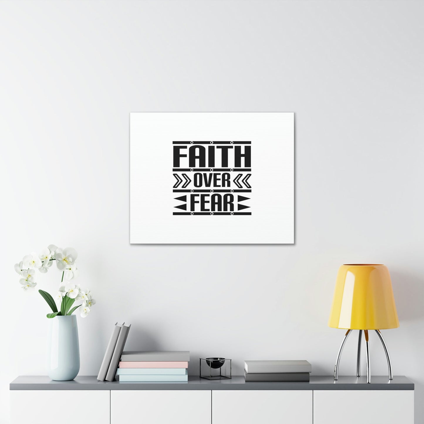 Faith Over Fear Mark 4:40 Arrow White Christian Wall Art Bible Verse Print Ready to Hang Unframed-Express Your Love Gifts