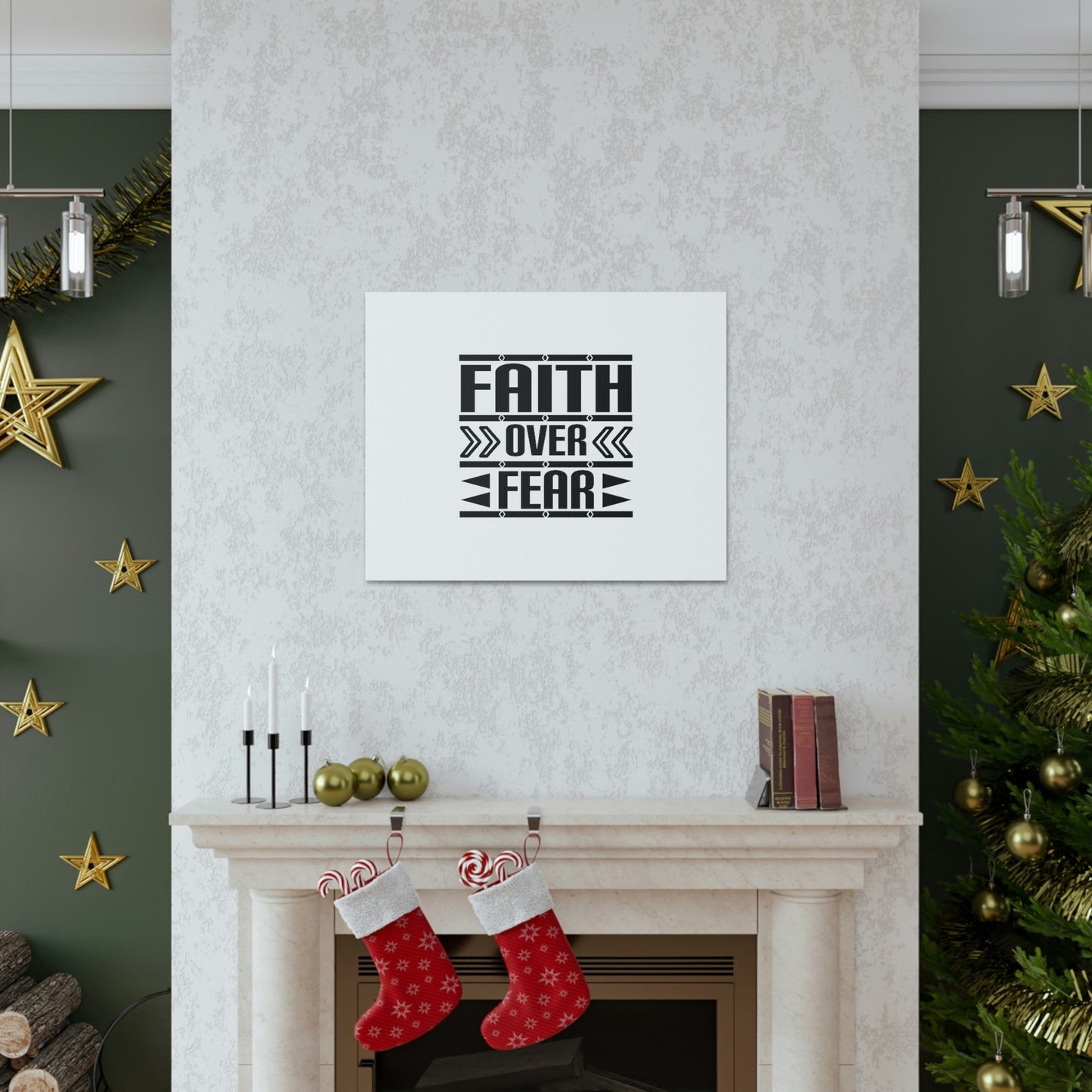 Faith Over Fear Mark 4:40 Arrow White Christian Wall Art Bible Verse Print Ready to Hang Unframed-Express Your Love Gifts