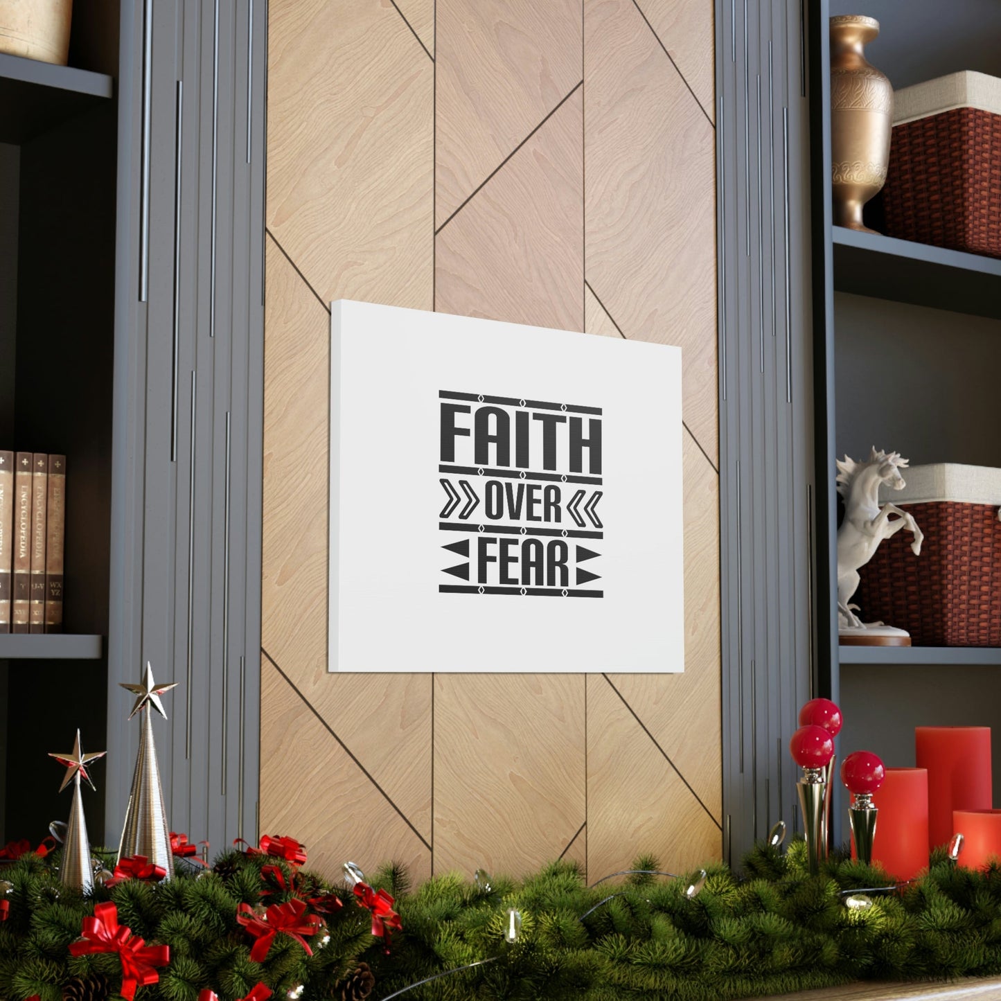 Faith Over Fear Mark 4:40 Arrow White Christian Wall Art Bible Verse Print Ready to Hang Unframed-Express Your Love Gifts