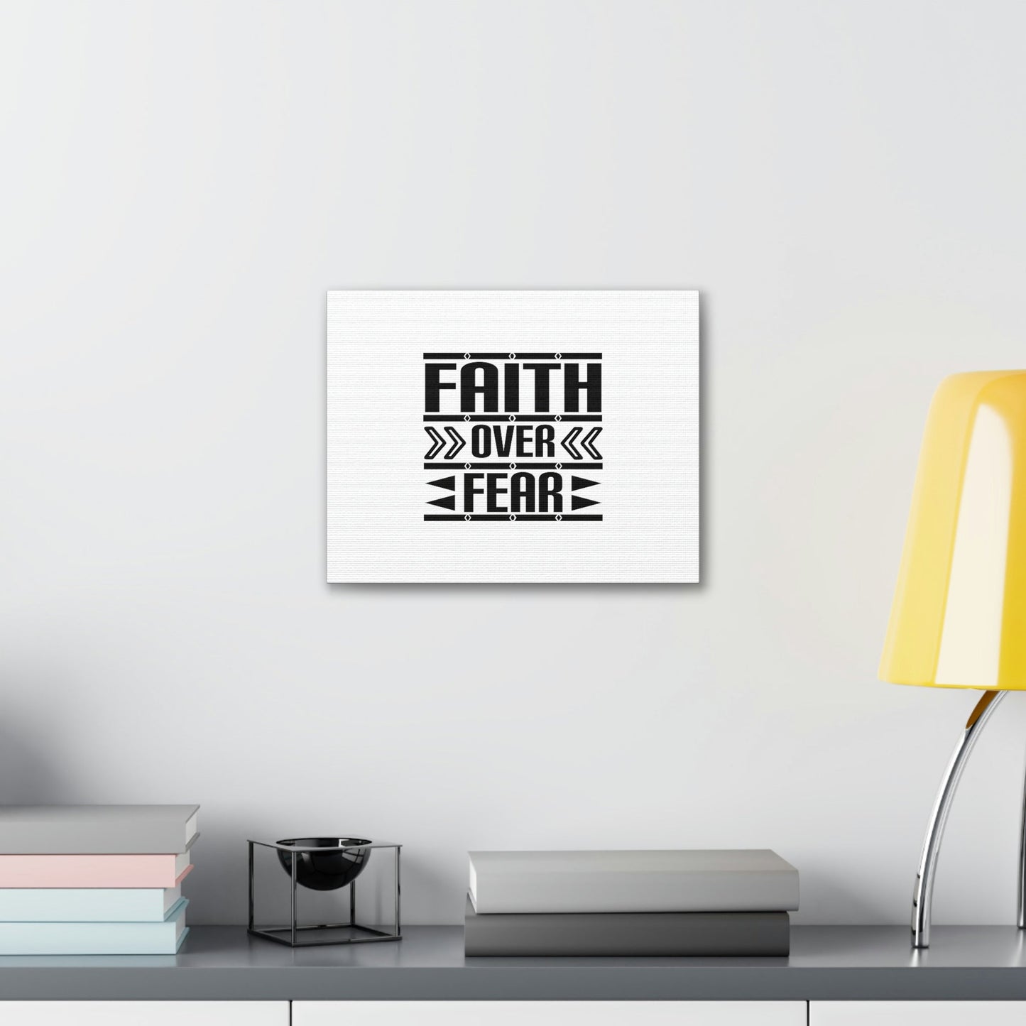 Faith Over Fear Mark 4:40 Arrow White Christian Wall Art Bible Verse Print Ready to Hang Unframed-Express Your Love Gifts