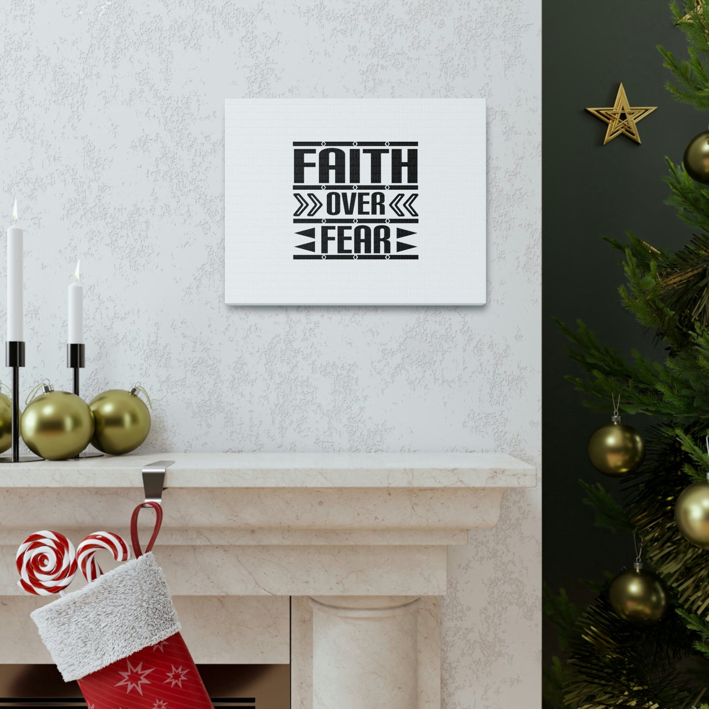 Faith Over Fear Mark 4:40 Arrow White Christian Wall Art Bible Verse Print Ready to Hang Unframed-Express Your Love Gifts