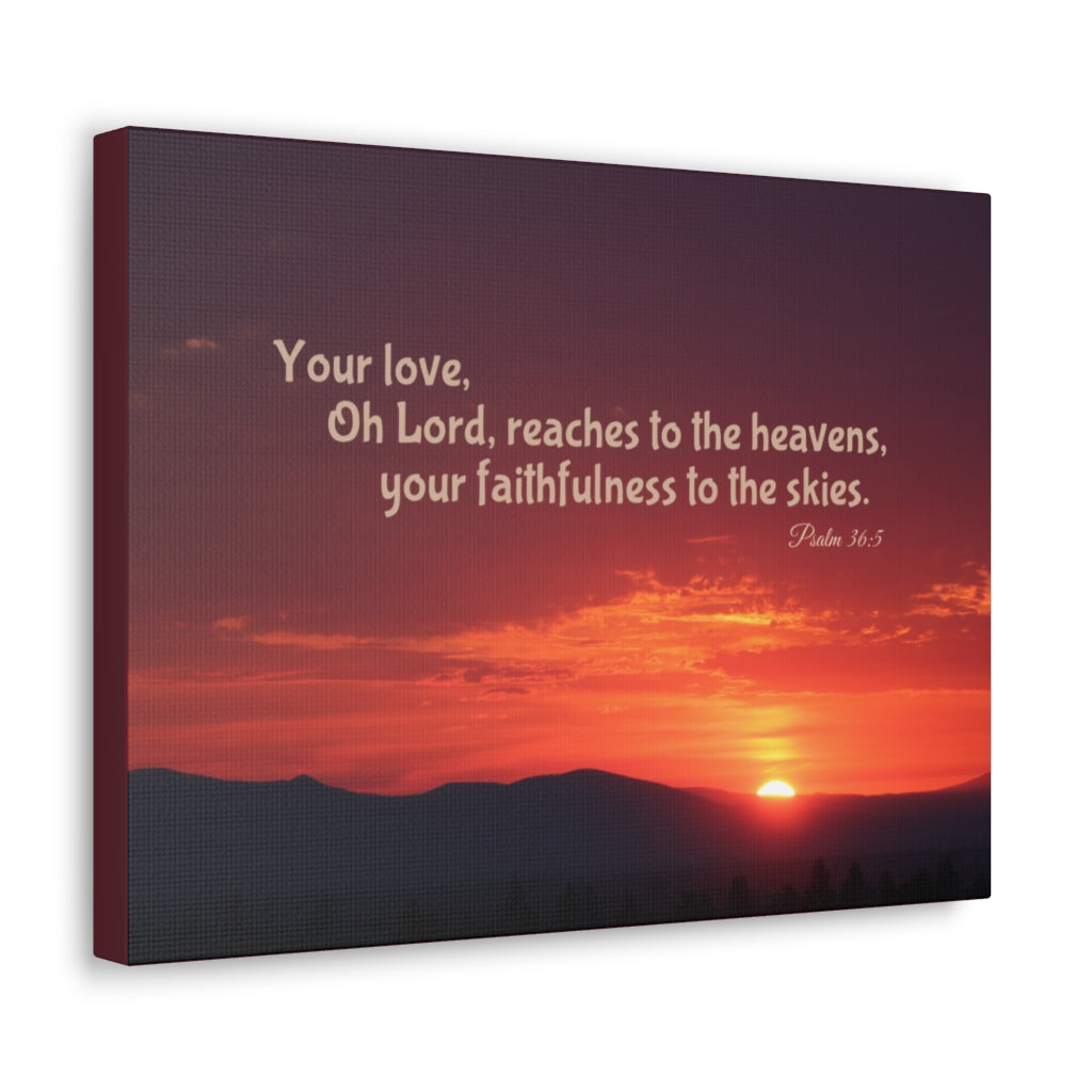Faithfulness To The Skies Psalm 36:5 Bible Verse Canvas Christian Wall Art Ready to Hang Unframed-Express Your Love Gifts