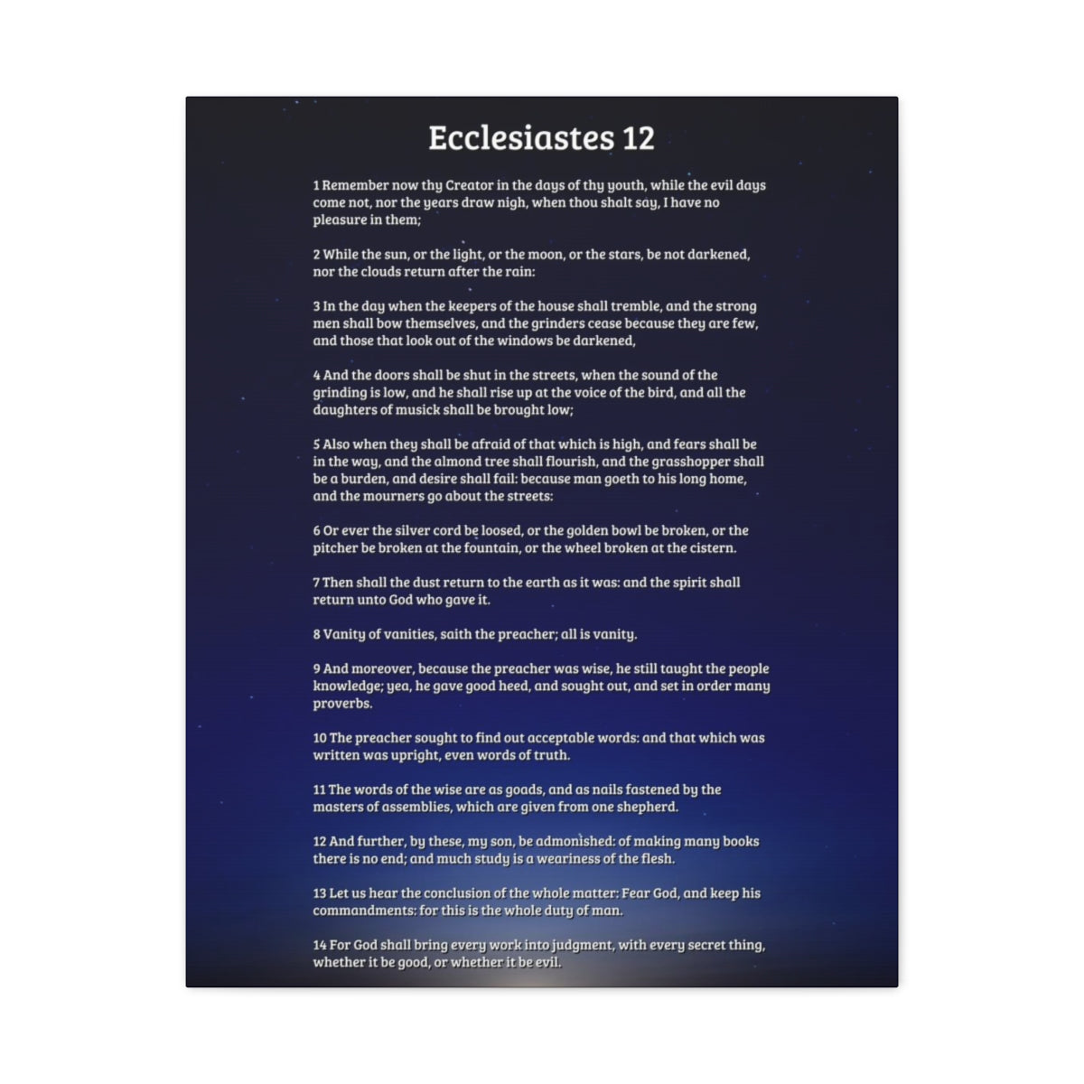 Scripture Walls Ecclesiastes 12 Chapter Sky Fear God Bible Canvas Christian Wall Art Ready to Hang Unframed-Express Your Love Gifts