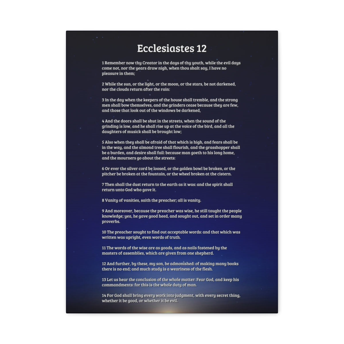Scripture Walls Ecclesiastes 12 Chapter Sky Fear God Bible Canvas Christian Wall Art Ready to Hang Unframed-Express Your Love Gifts