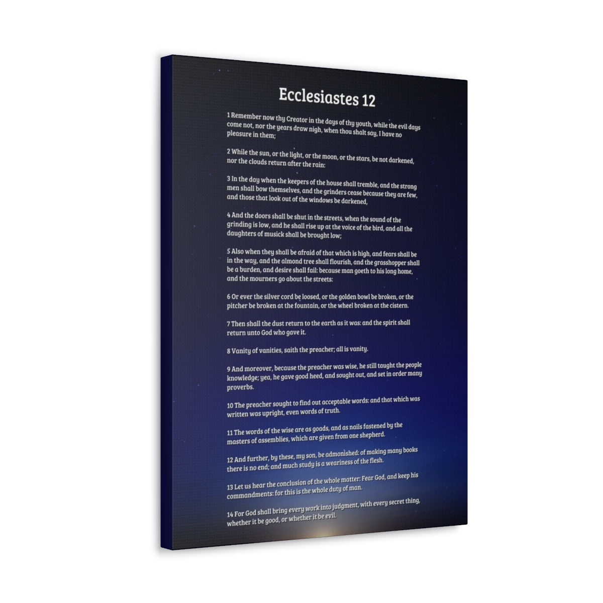 Scripture Walls Ecclesiastes 12 Chapter Sky Fear God Bible Canvas Christian Wall Art Ready to Hang Unframed-Express Your Love Gifts