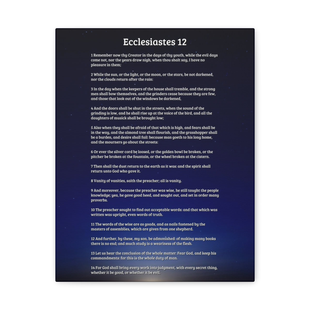 Scripture Walls Ecclesiastes 12 Chapter Sky Fear God Bible Canvas Christian Wall Art Ready to Hang Unframed-Express Your Love Gifts