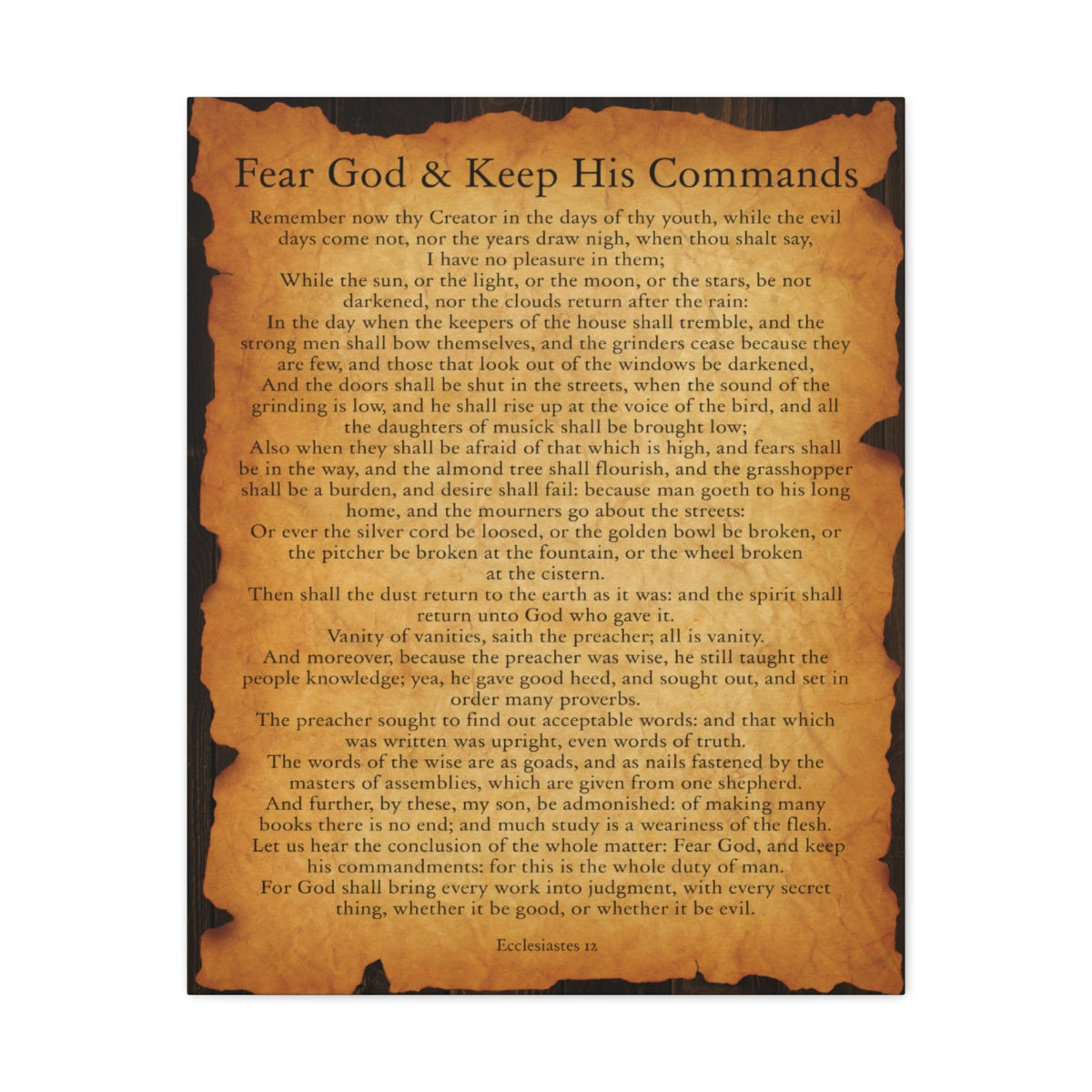 Scripture Walls Ecclesiastes 12 Chapter Gold Brown Bible Verse Canvas Christian Wall Art Ready to Hang Unframed-Express Your Love Gifts
