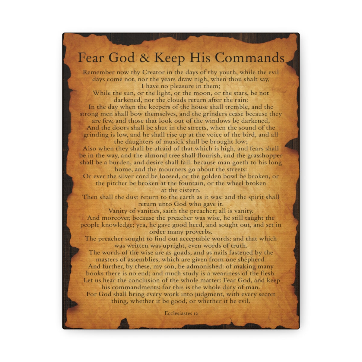 Scripture Walls Ecclesiastes 12 Chapter Gold Brown Bible Verse Canvas Christian Wall Art Ready to Hang Unframed-Express Your Love Gifts