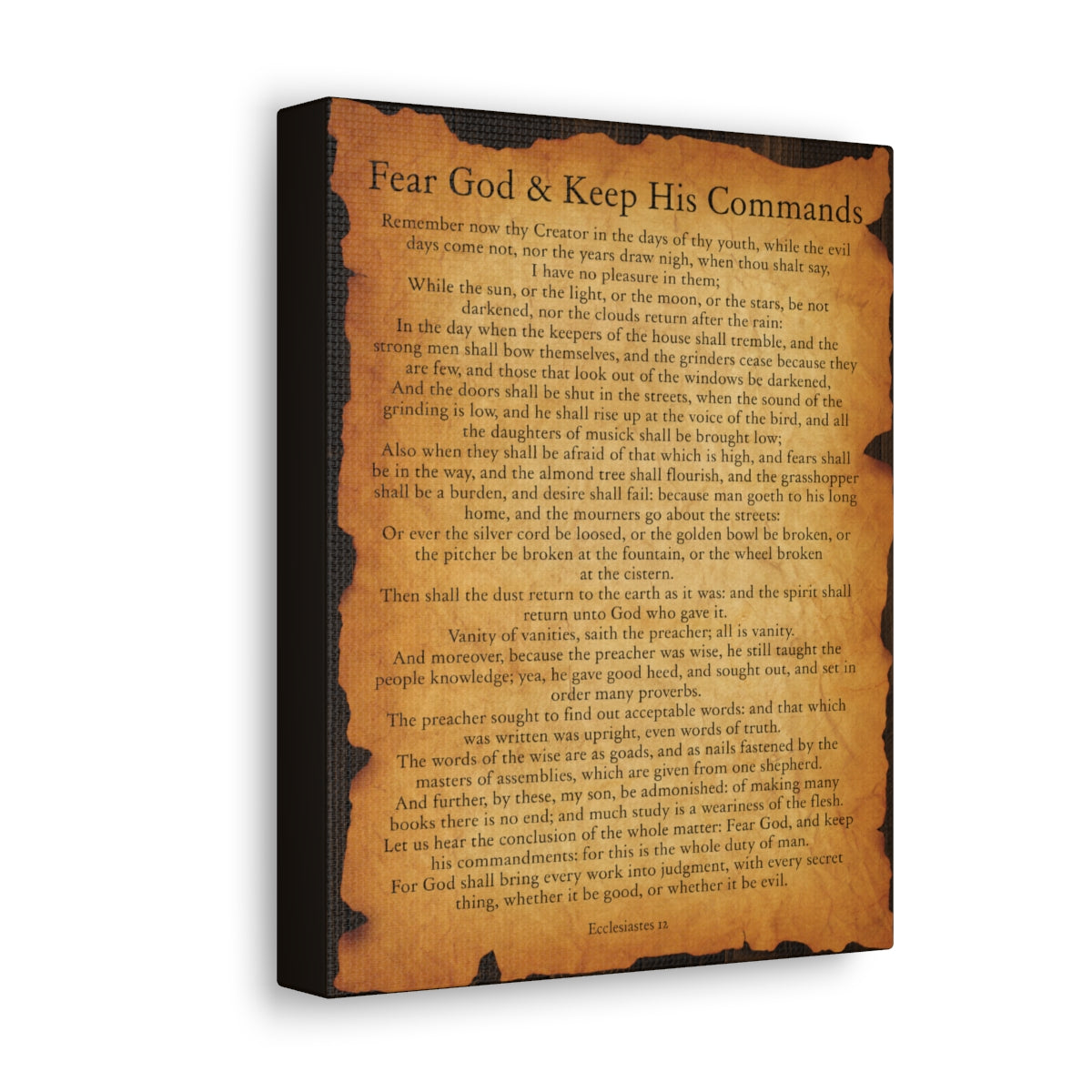 Scripture Walls Ecclesiastes 12 Chapter Gold Brown Bible Verse Canvas Christian Wall Art Ready to Hang Unframed-Express Your Love Gifts