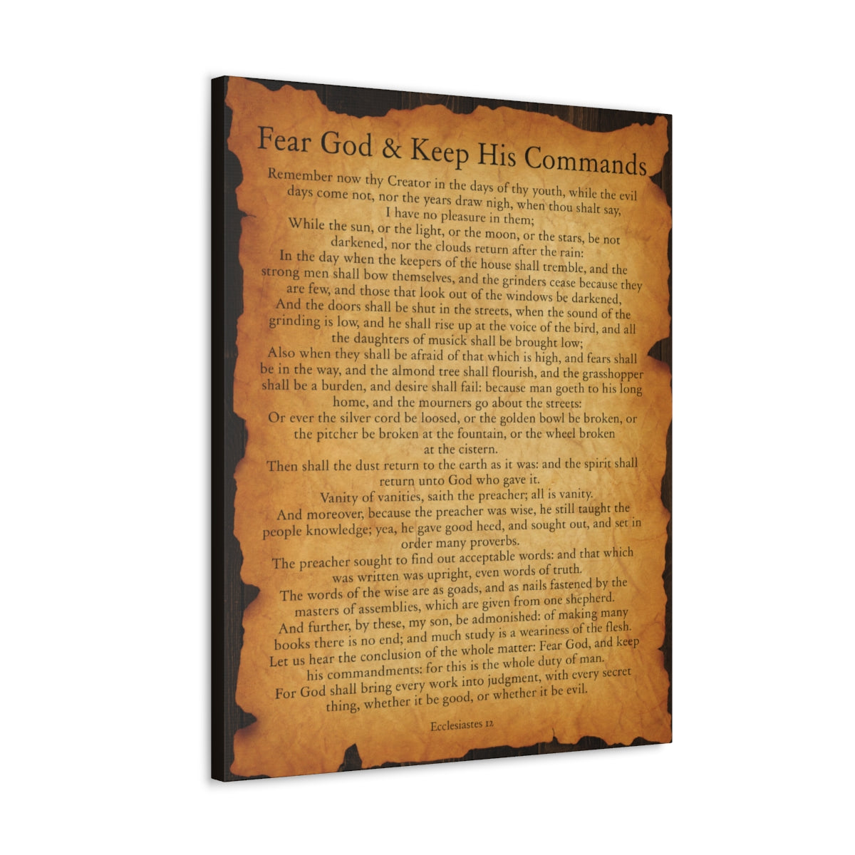 Scripture Walls Ecclesiastes 12 Chapter Gold Brown Bible Verse Canvas Christian Wall Art Ready to Hang Unframed-Express Your Love Gifts