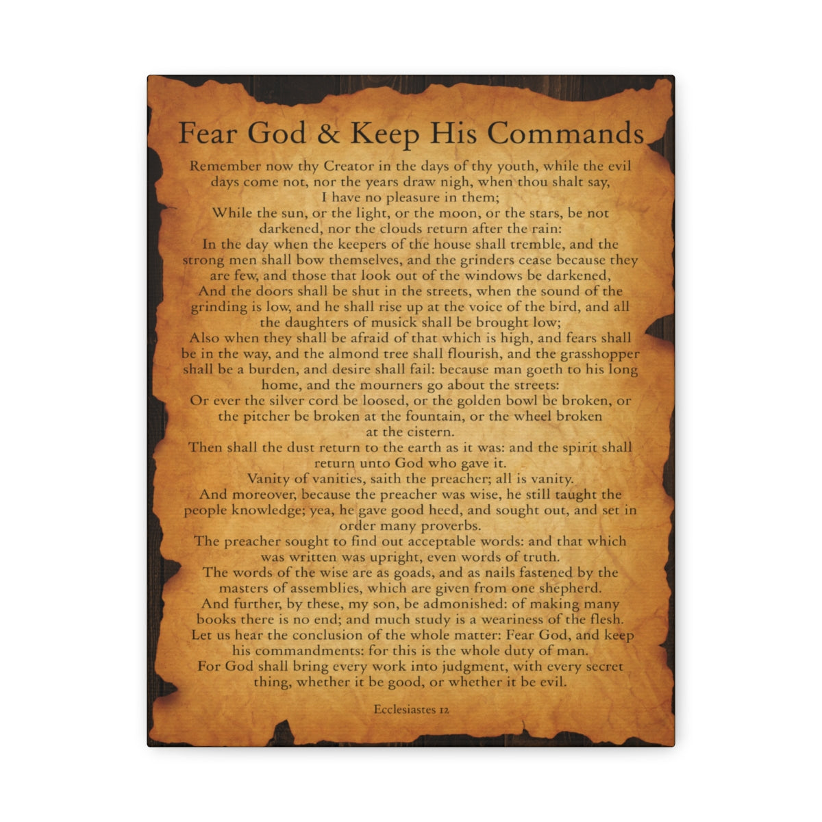 Scripture Walls Ecclesiastes 12 Chapter Gold Brown Bible Verse Canvas Christian Wall Art Ready to Hang Unframed-Express Your Love Gifts