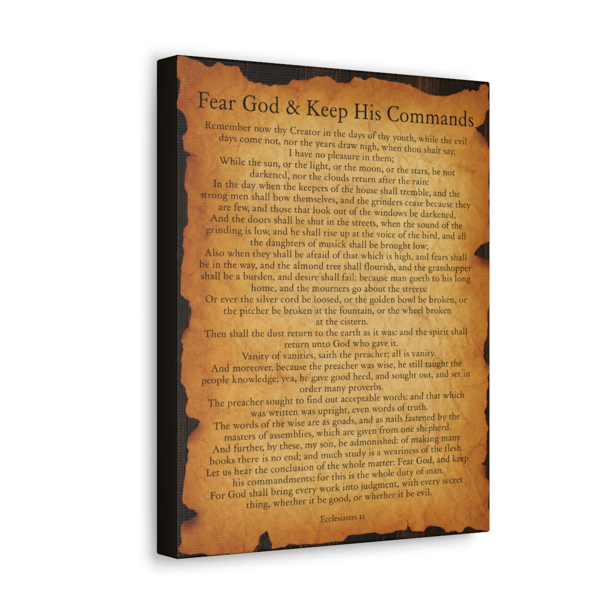 Scripture Walls Ecclesiastes 12 Chapter Gold Brown Bible Verse Canvas Christian Wall Art Ready to Hang Unframed-Express Your Love Gifts