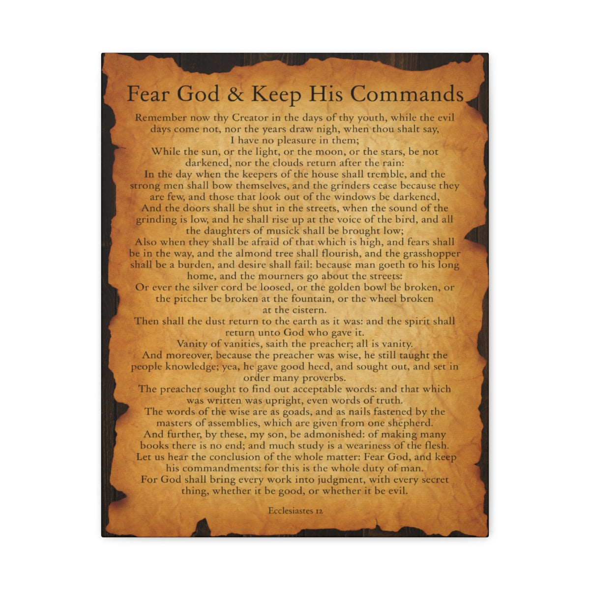Scripture Walls Ecclesiastes 12 Chapter Gold Brown Bible Verse Canvas Christian Wall Art Ready to Hang Unframed-Express Your Love Gifts