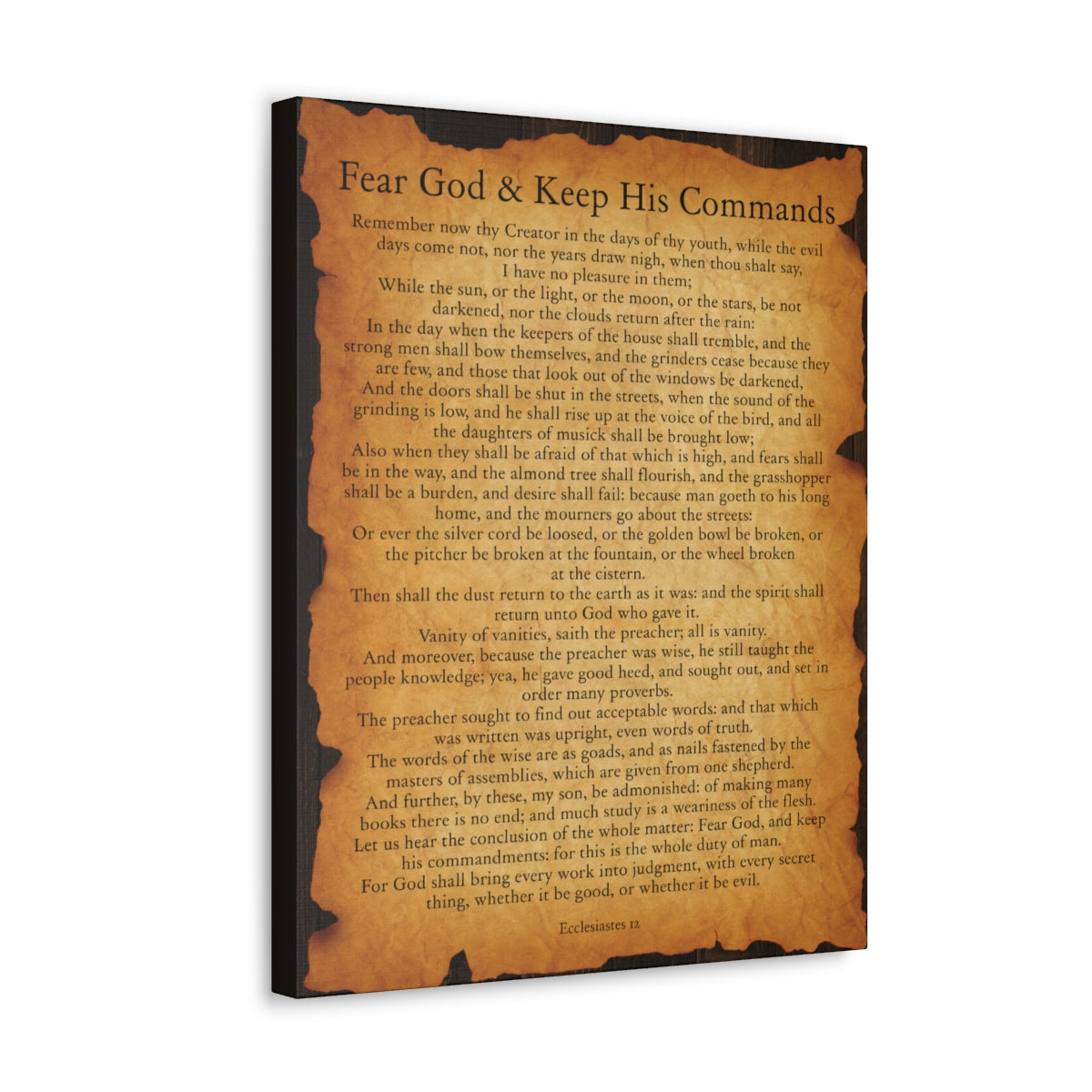 Scripture Walls Ecclesiastes 12 Chapter Gold Brown Bible Verse Canvas Christian Wall Art Ready to Hang Unframed-Express Your Love Gifts