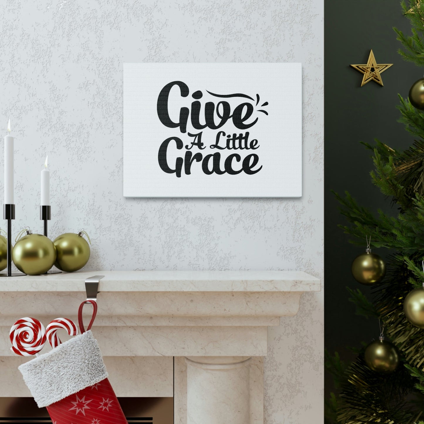 Give A Little Grace Hebrews 4:16 Black Swish Christian Wall Art Bible Verse Print Ready to Hang Unframed-Express Your Love Gifts