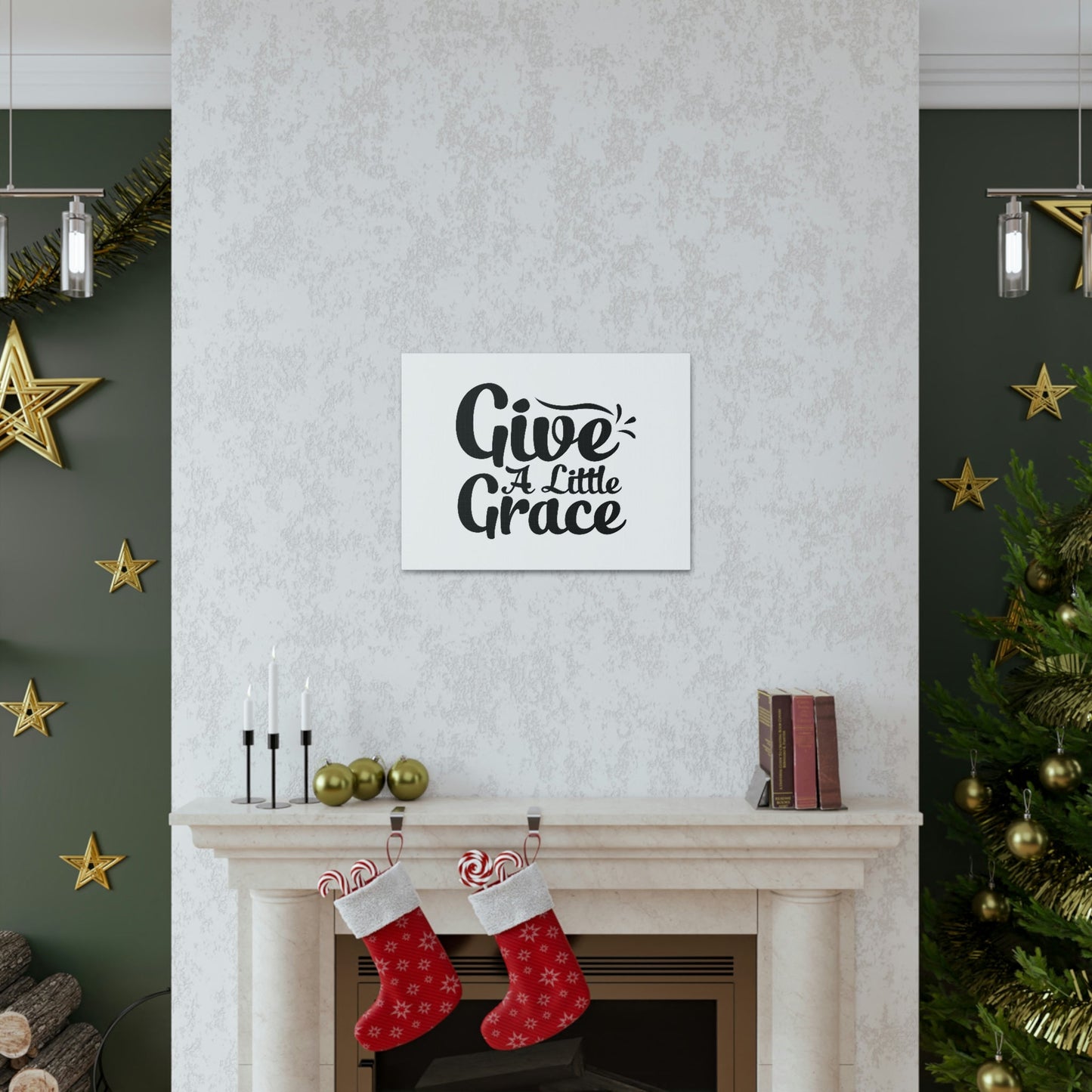 Give A Little Grace Hebrews 4:16 Black Swish Christian Wall Art Bible Verse Print Ready to Hang Unframed-Express Your Love Gifts