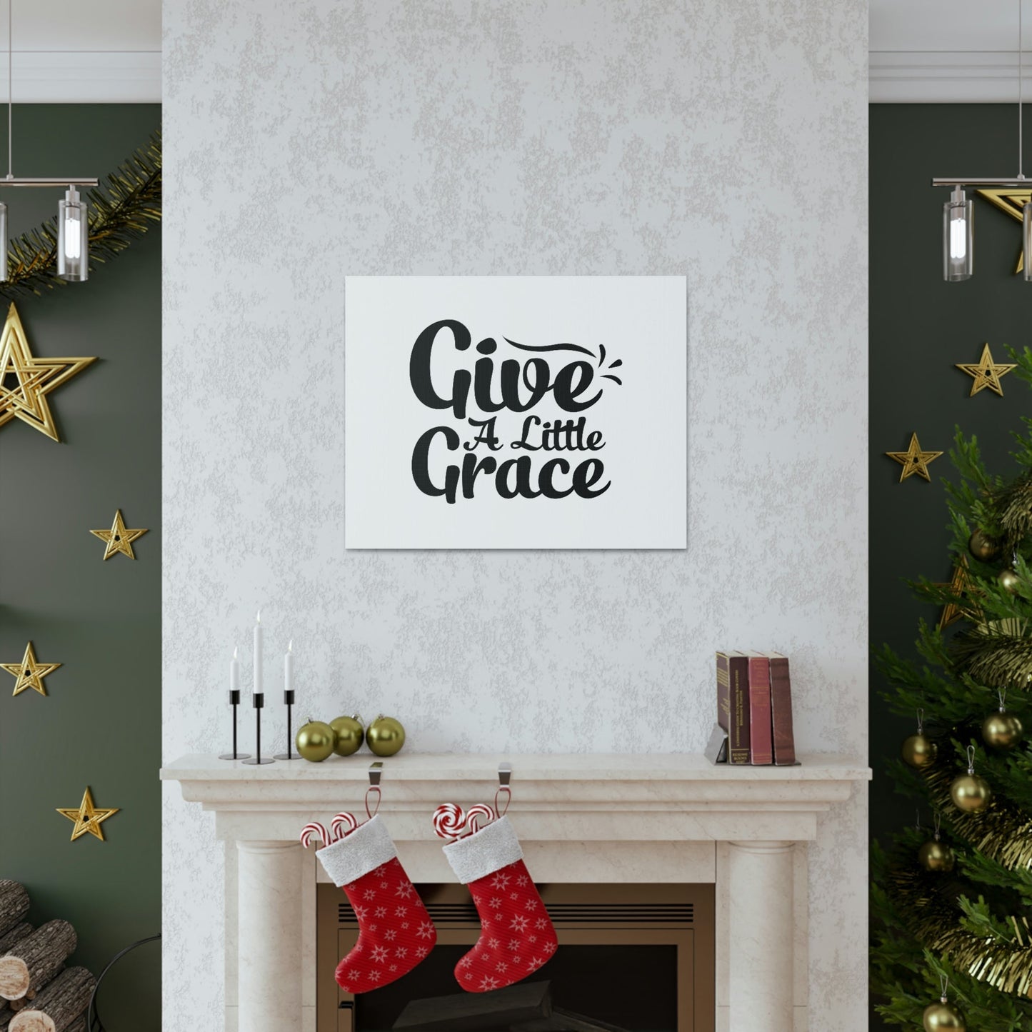 Give A Little Grace Hebrews 4:16 Black Swish Christian Wall Art Bible Verse Print Ready to Hang Unframed-Express Your Love Gifts